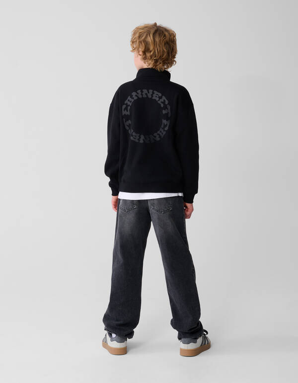 Schwarzer Pullover mit halbem Rei&szlig;verschluss SHOEBY BOYS