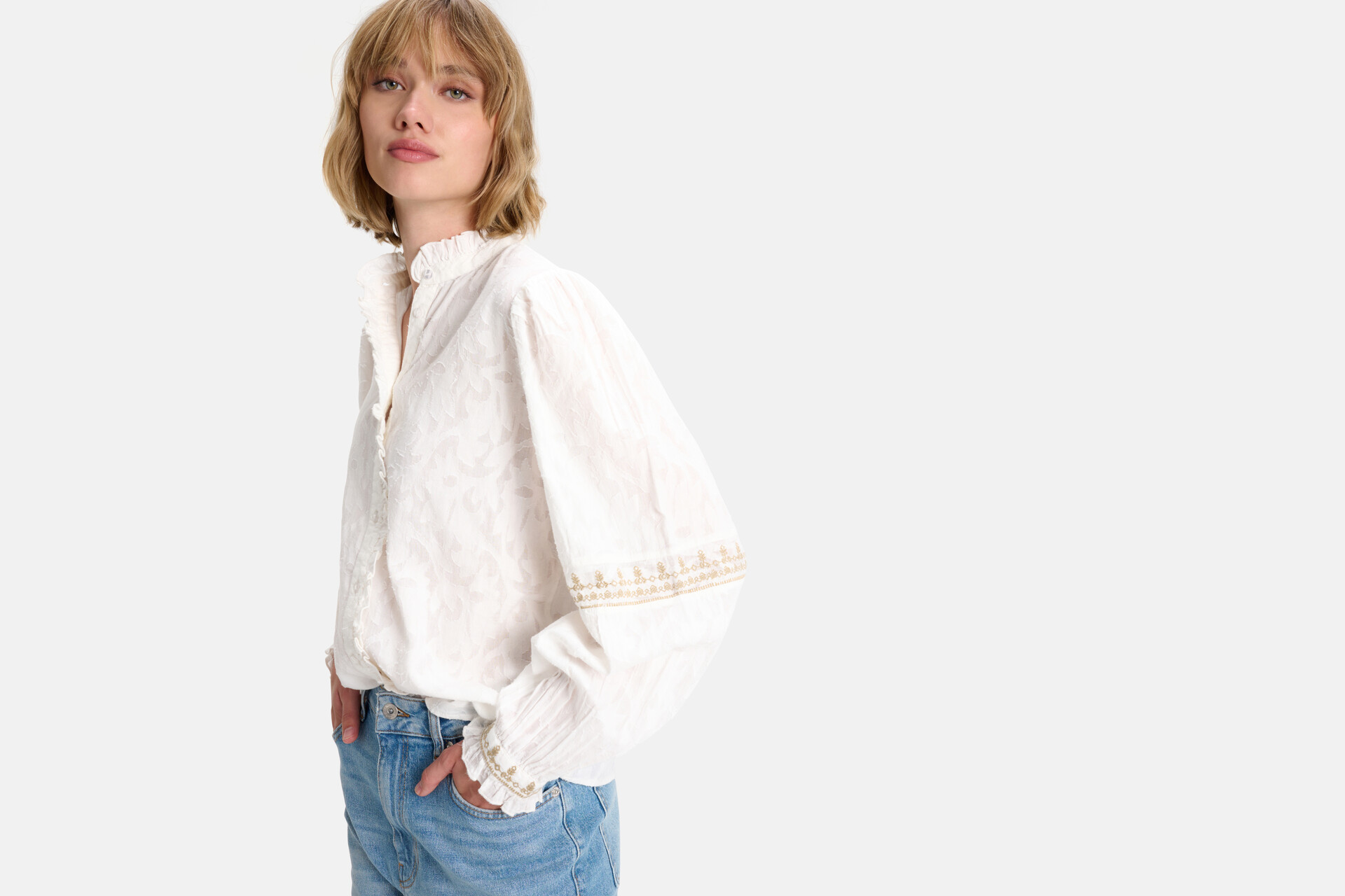 Jacquardbluse aus Baumwolle SHOEBY WOMEN