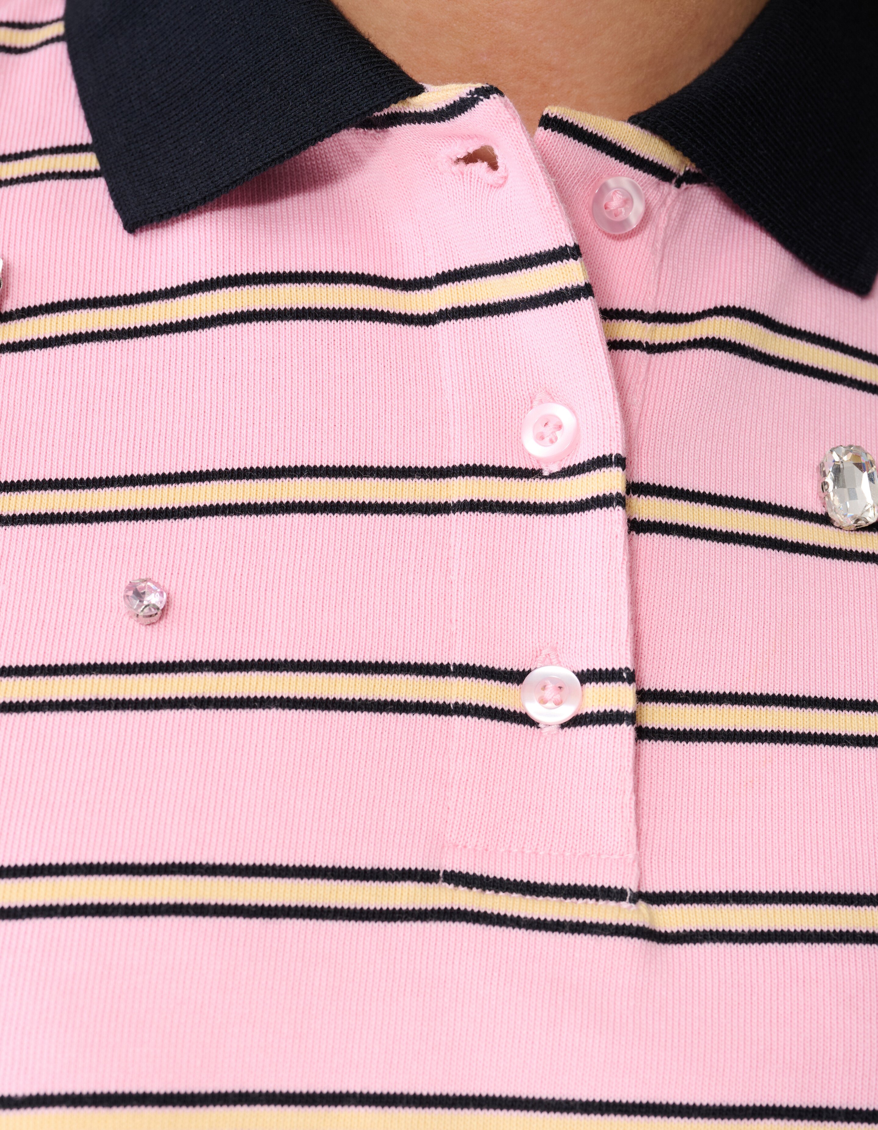 &Uuml;bergro&szlig;es Nadelstreifen-Strass-Polo Rosa SHOEBY WOMEN