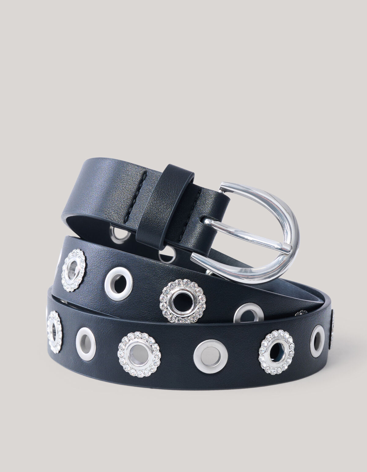 Ösen-Strassgürtel Schwarz SHOEBY ACCESSOIRES