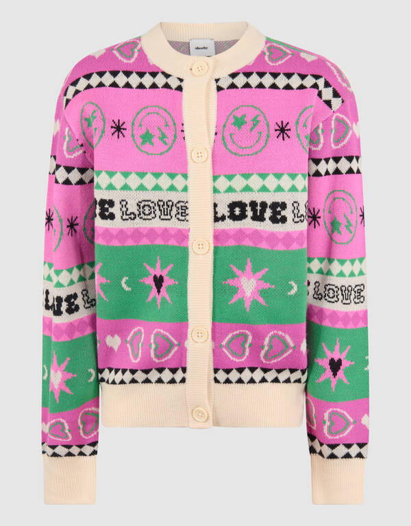 Bedruckte Strickjacke Off White SHOEBY GIRLS