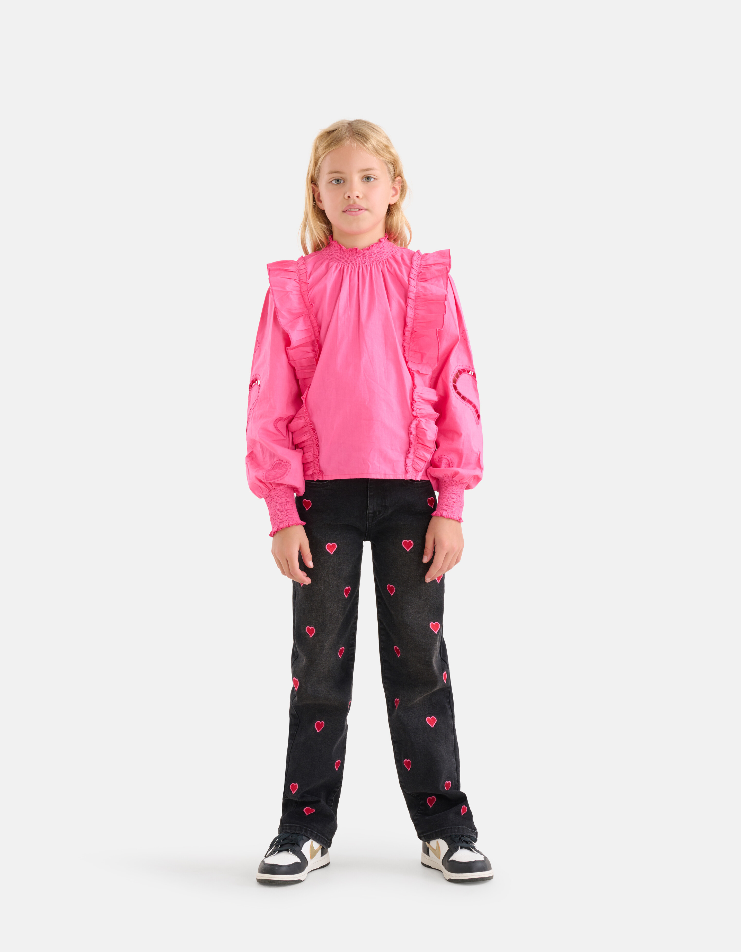 Popeline-Stickerei Bluse Rosa SHOEBY GIRLS