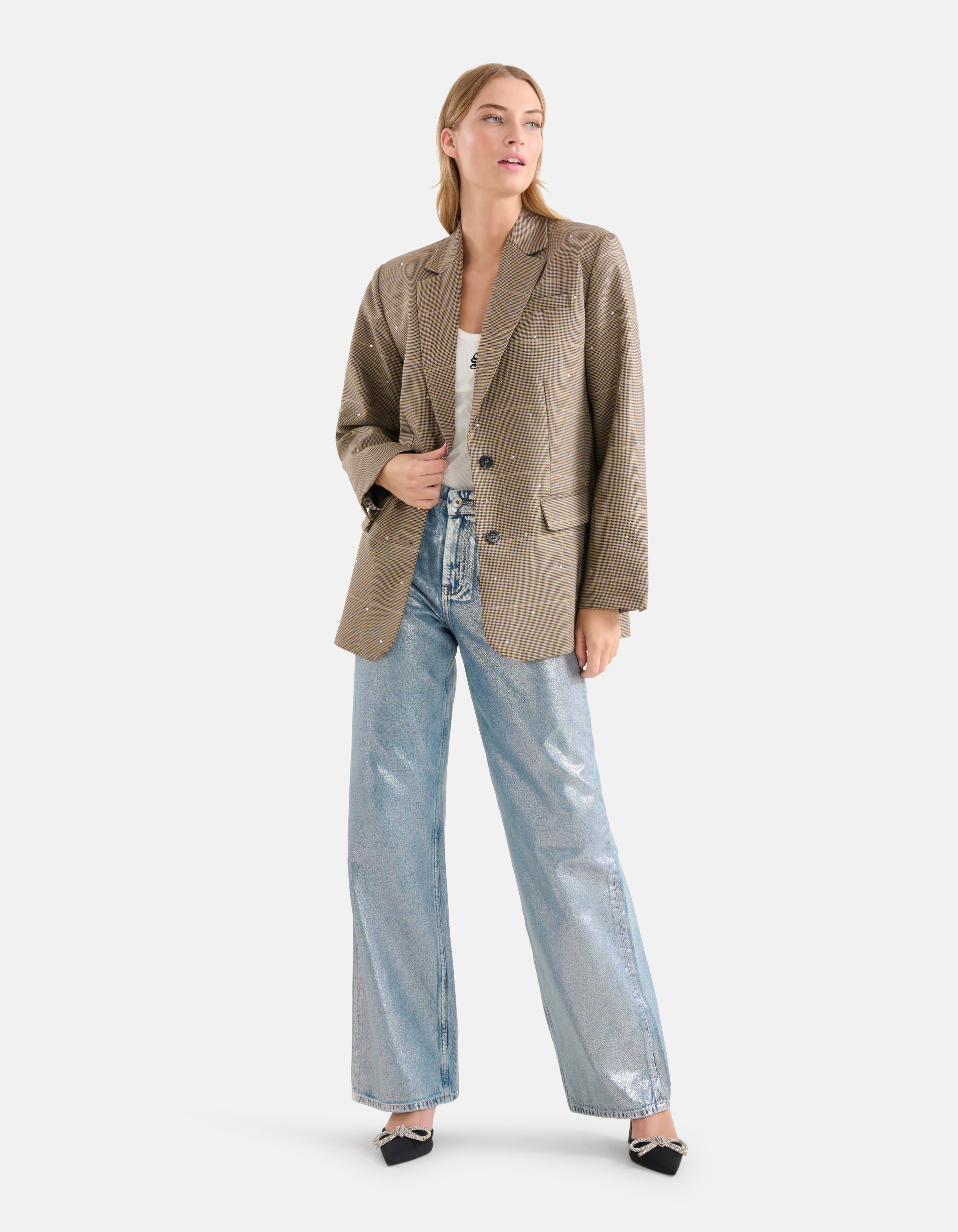 Strass-Karierter Blazer Braun SHOEBY WOMEN
