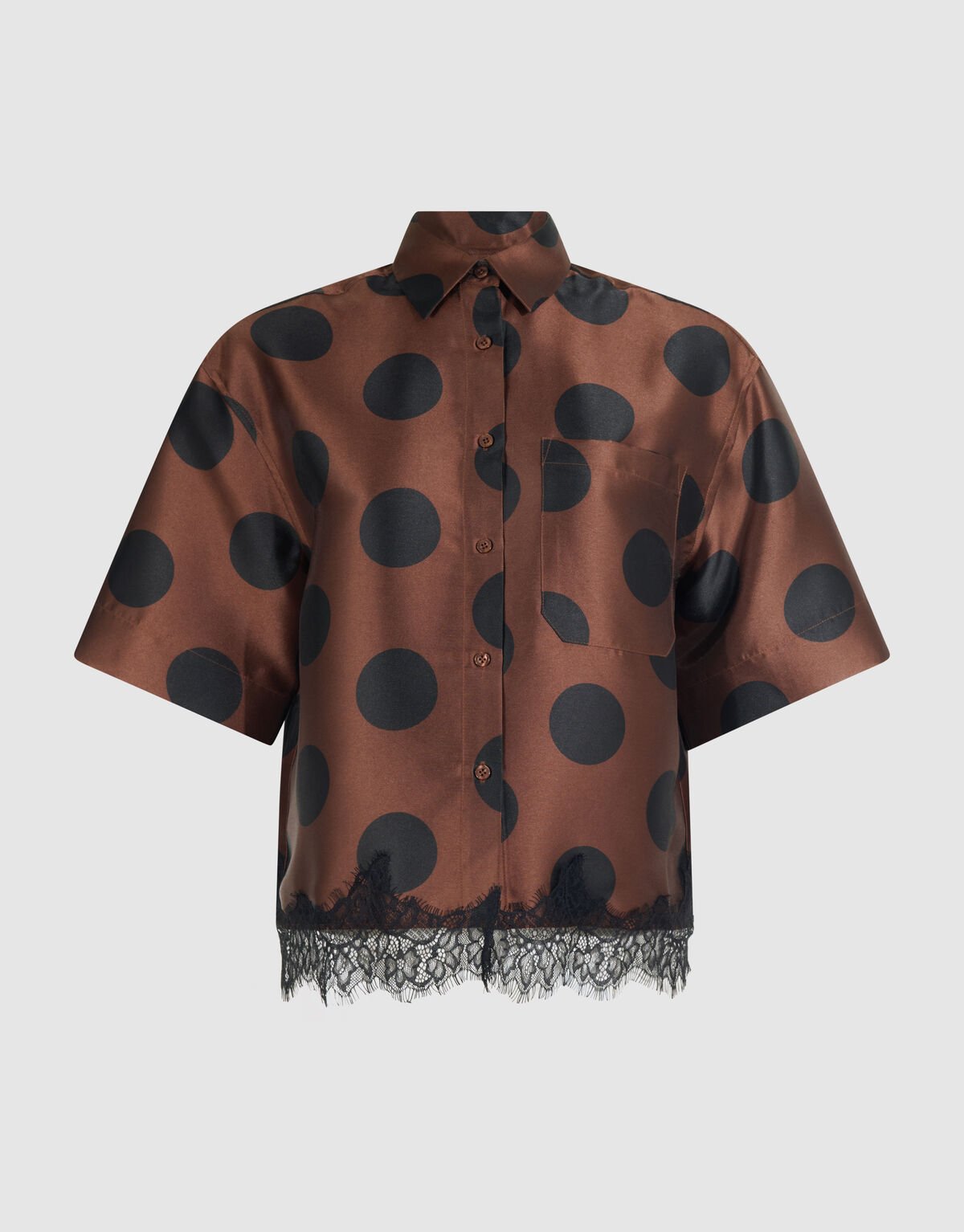 Oversized-Bluse aus Spitze mit Polka-Dots, braun SHOEBY WOMEN