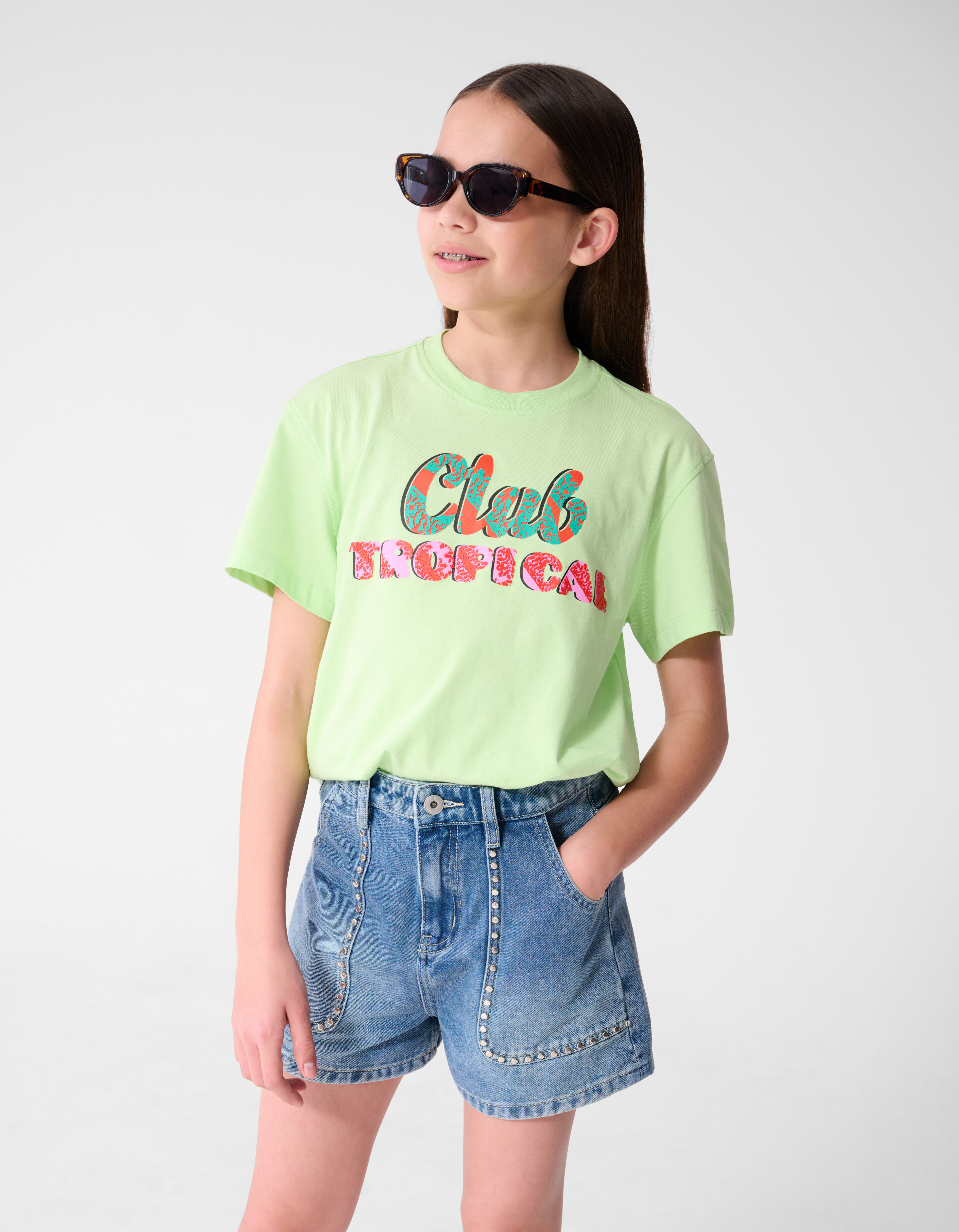Club Tropical Artwork T-Shirt Hellgr&uuml;n SHOEBY GIRLS
