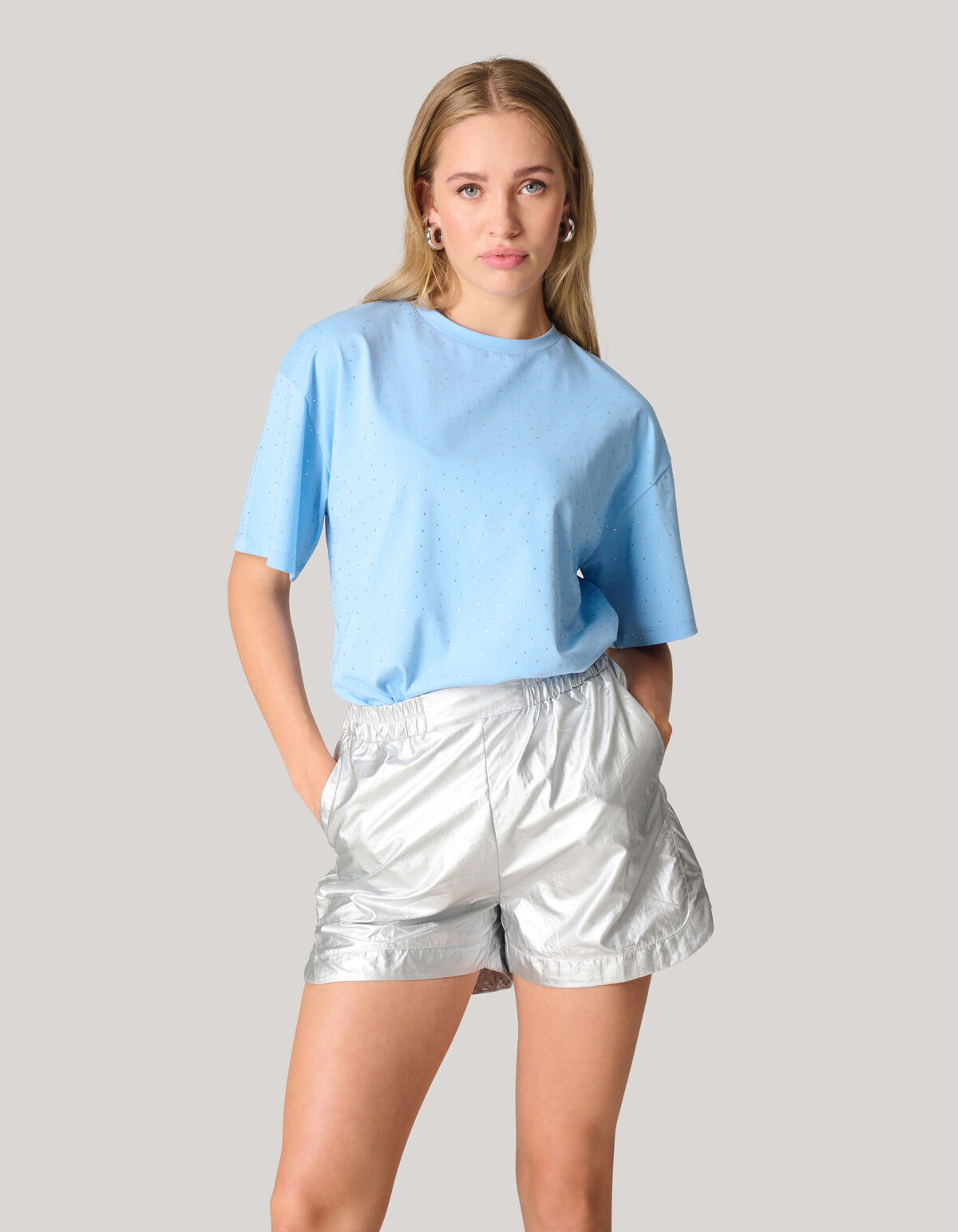 Strass-T-Shirt Hellblau SHOEBY WOMEN