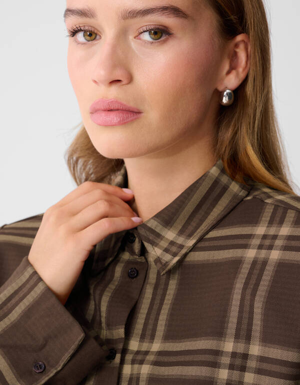 Übergroße Karobluse Braun von Monica SHOEBY WOMEN