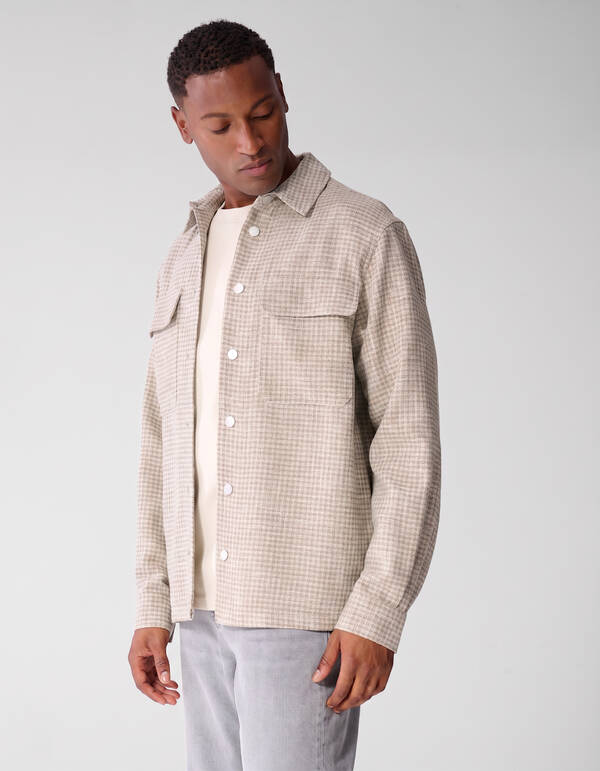 Melange Check Overshirt Sand SHOEBY MEN