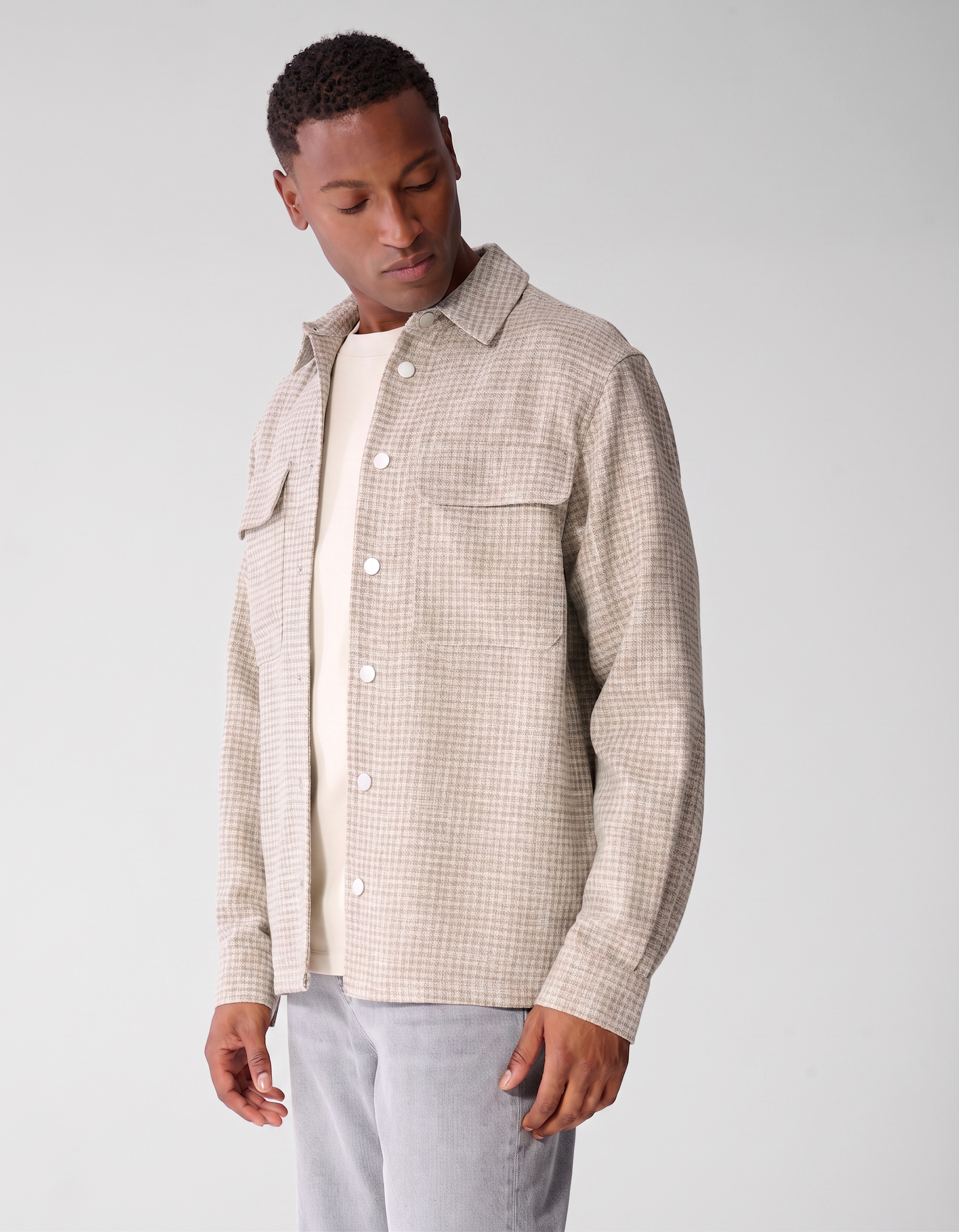 Melange Check Overshirt Sand SHOEBY MEN