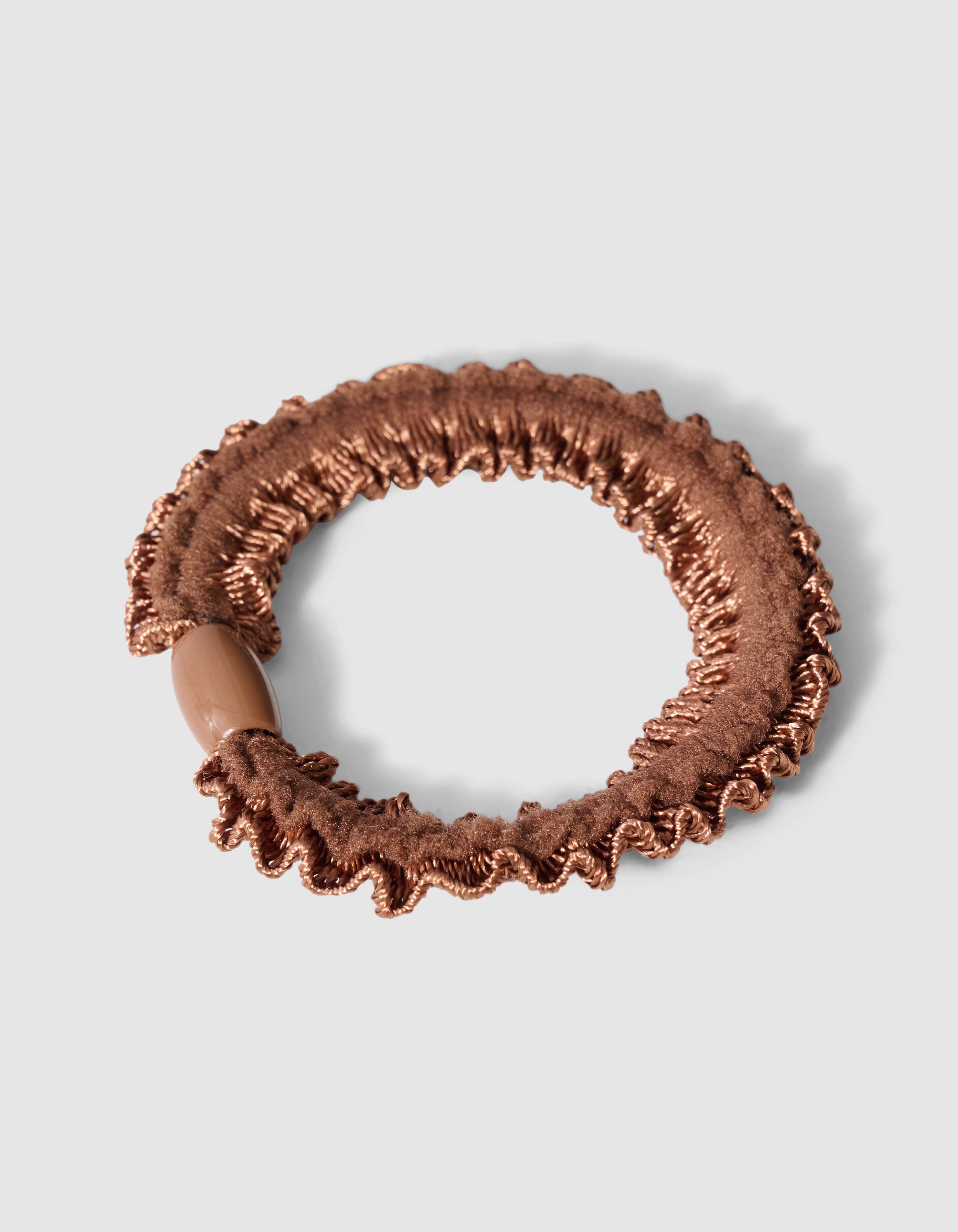 Kleines Haargummi mit R&uuml;schen Braun SHOEBY ACCESSOIRES