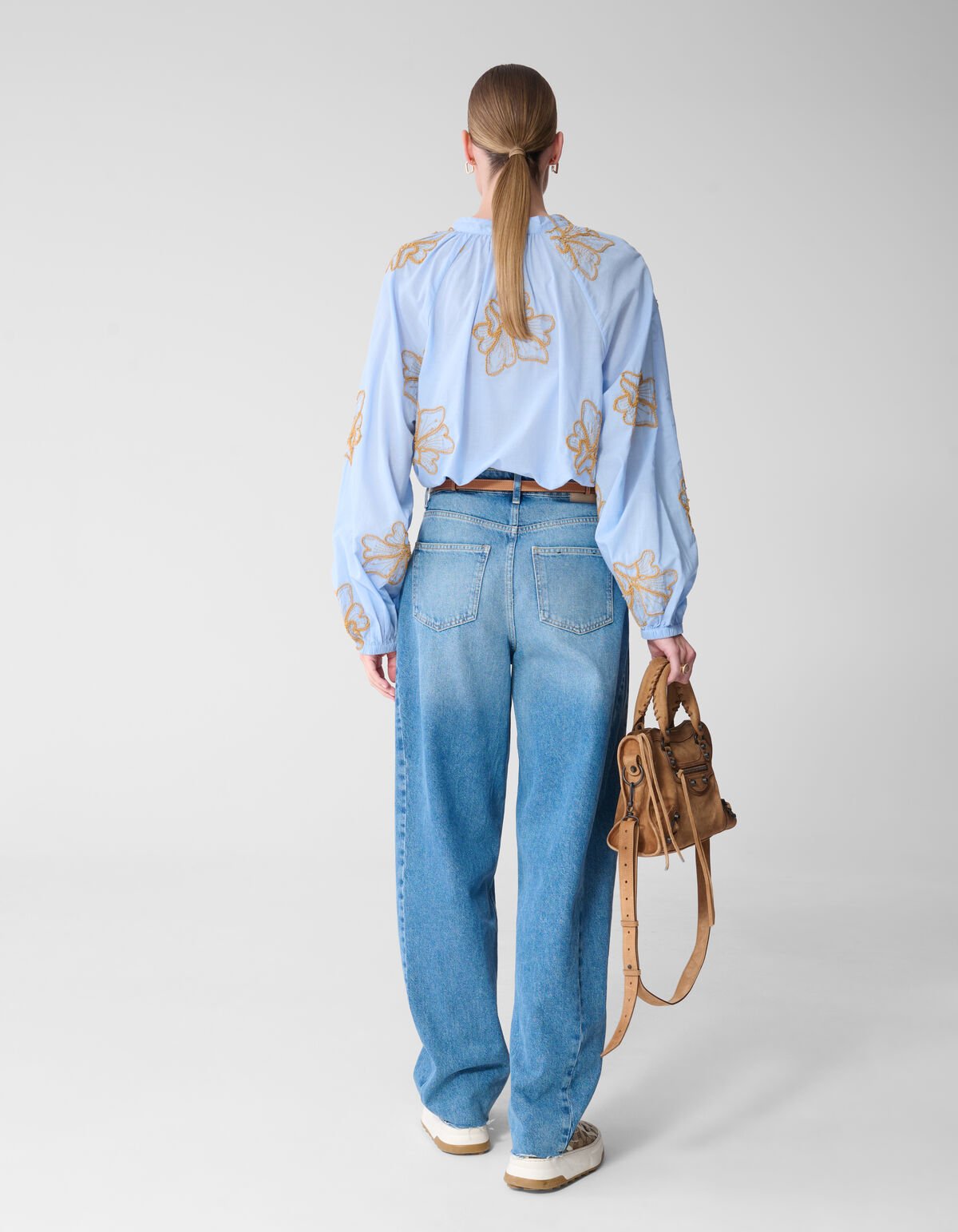 Blumen Kordbluse Hellblau von Mieke SHOEBY WOMEN