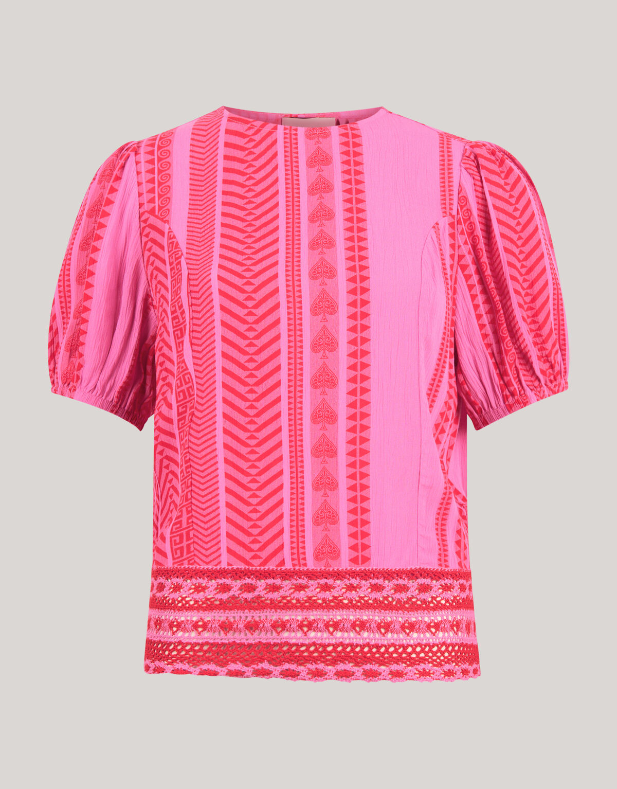 Printed Crinkle Top Roze/Rood SHOEBY WOMEN