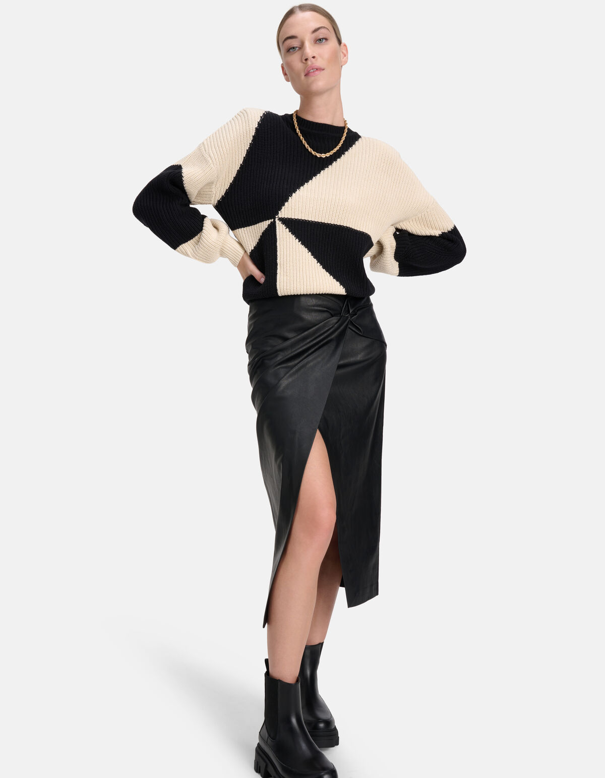 Midirock aus veganem Leder Schwarz By Mieke SHOEBY WOMEN