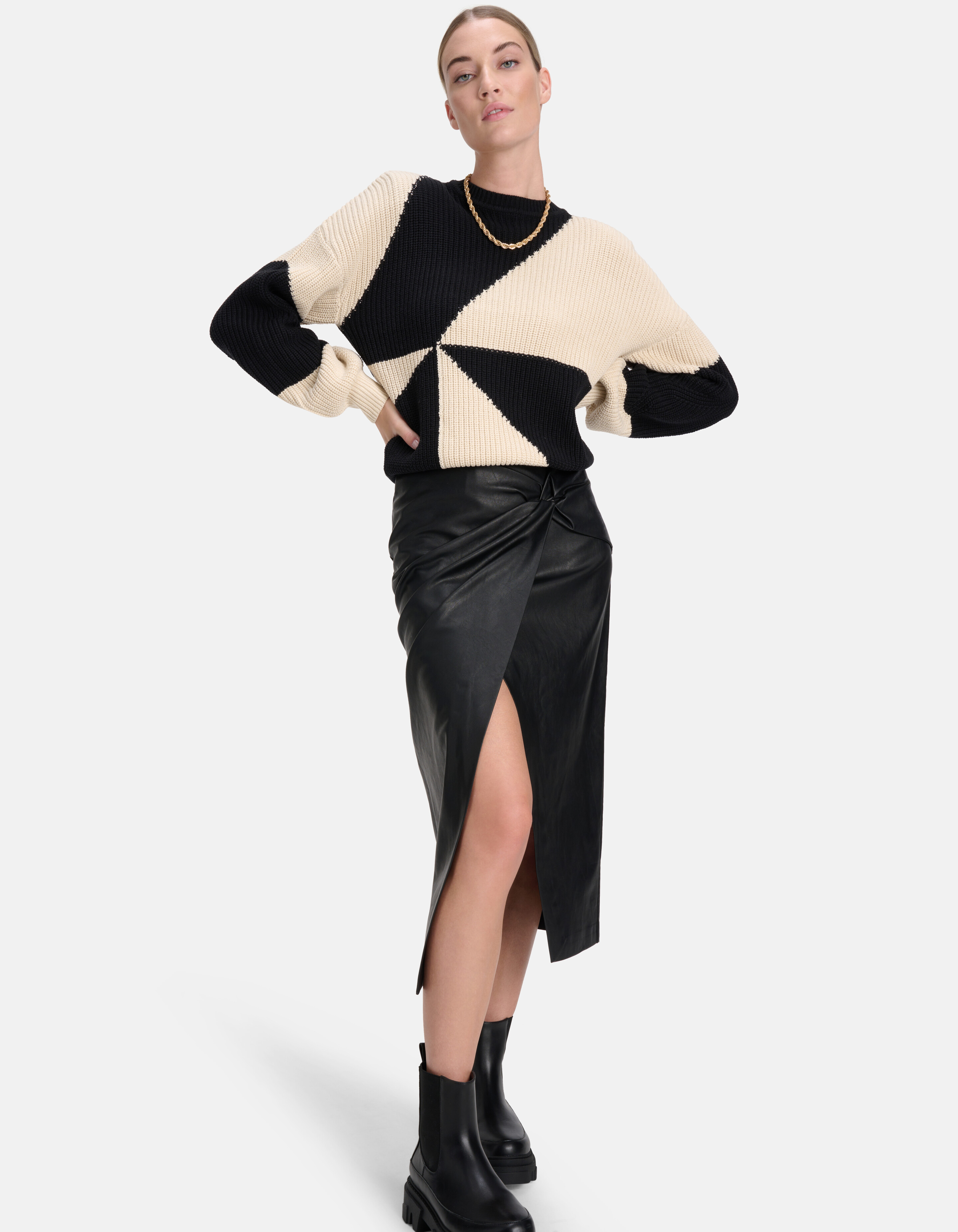 Midirock aus veganem Leder Schwarz By Mieke SHOEBY WOMEN