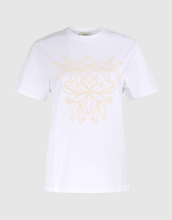 Cord Embroidery T-Shirt White By Mieke SHOEBY WOMEN