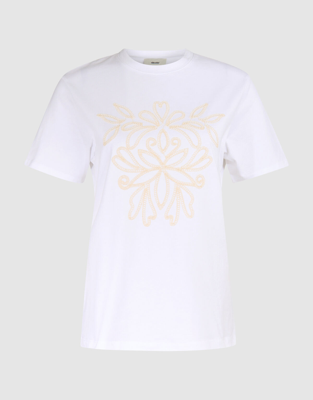 Cord Embroidery T-Shirt White By Mieke SHOEBY WOMEN