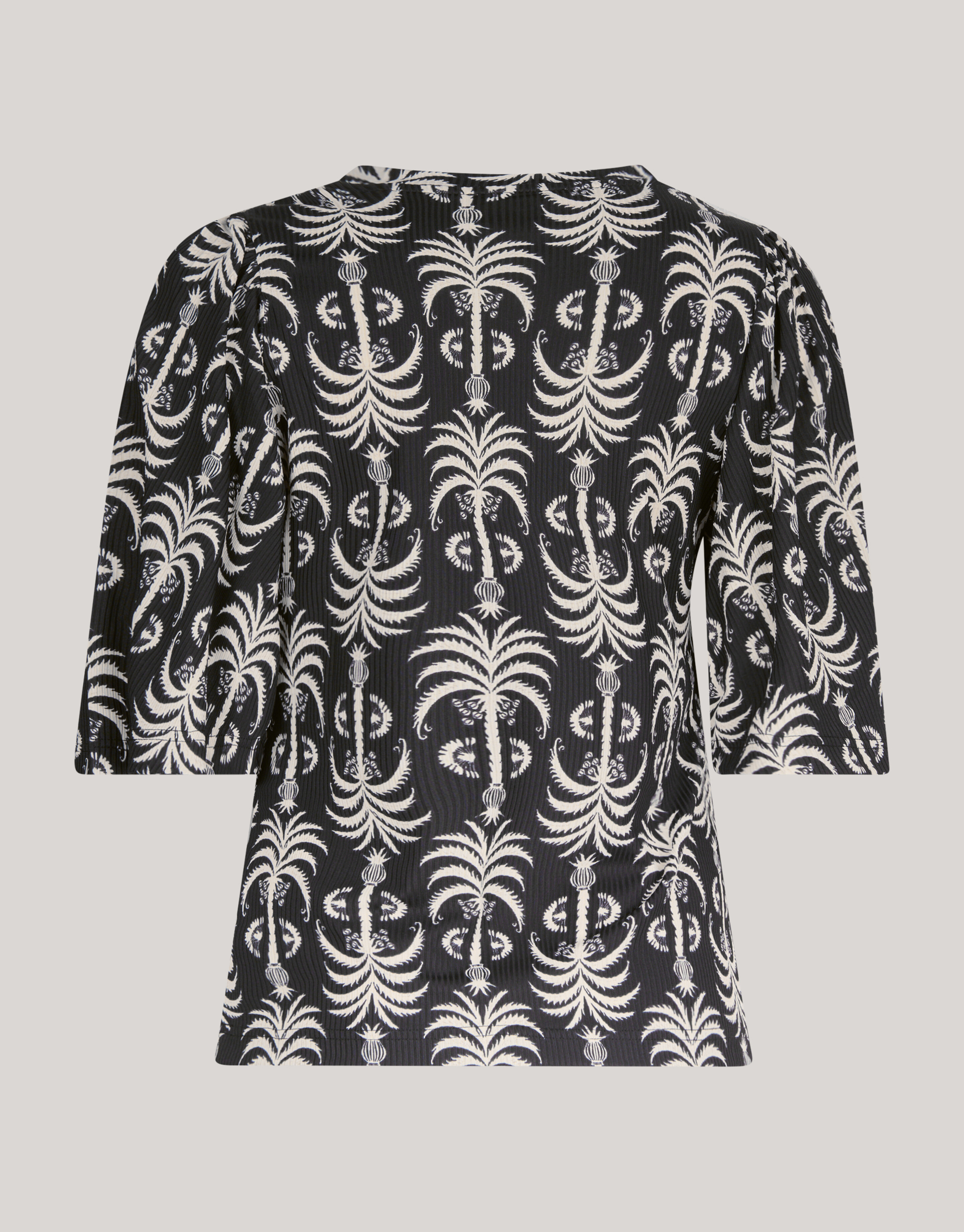 Bedrucktes Ripp-Jersey-Rüschen-Top Zwart SHOEBY WOMEN