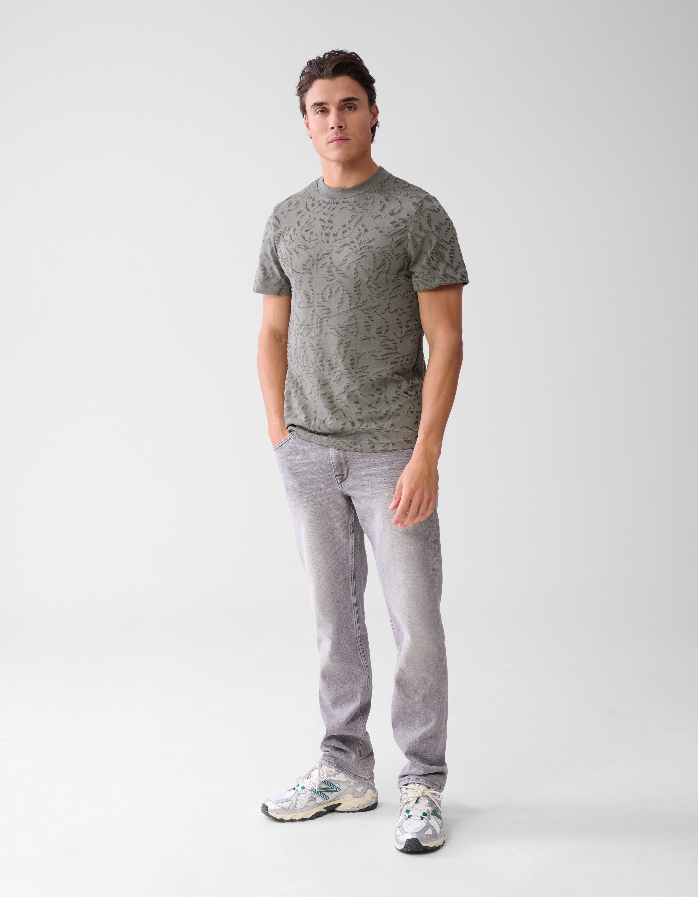 Struktur-T-Shirt Dunkelgrün SHOEBY MEN