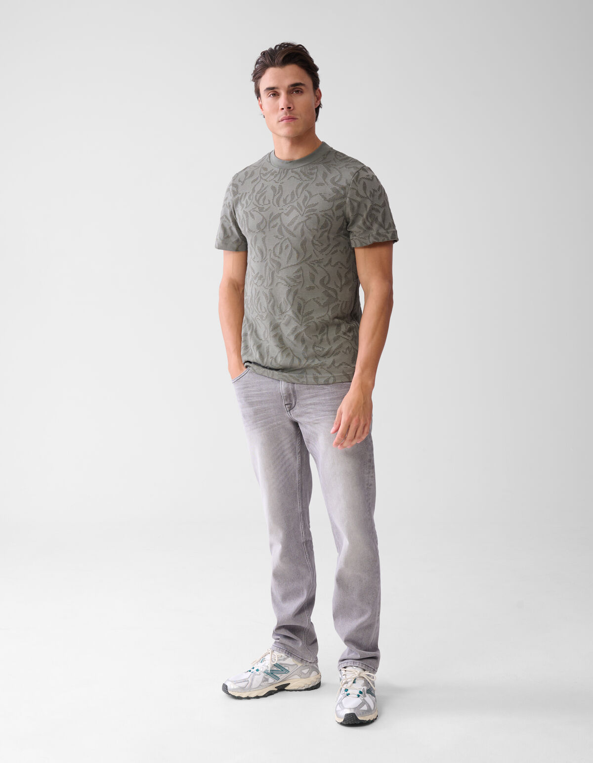 Struktur-T-Shirt Dunkelgrün SHOEBY MEN