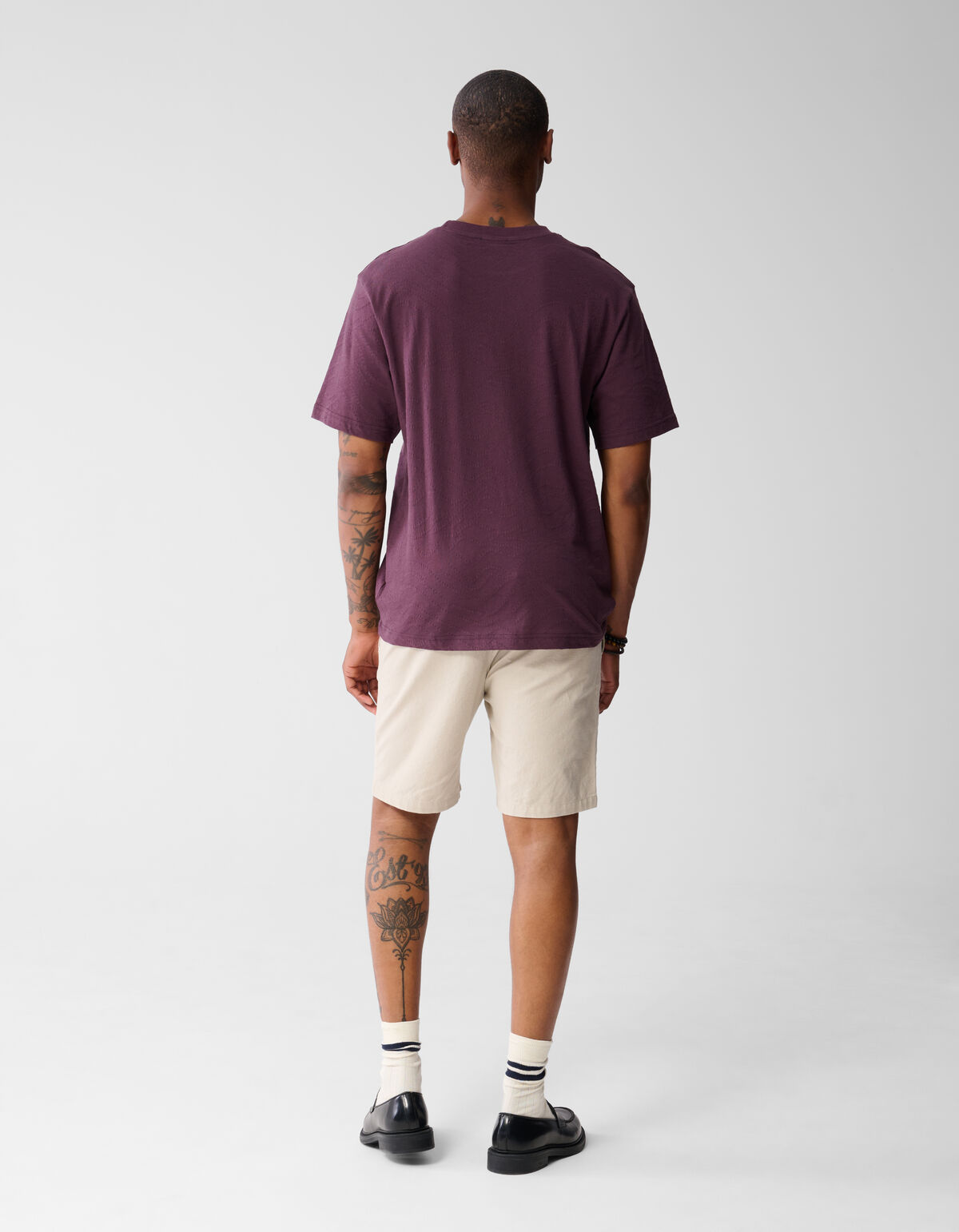 Jacquard-T-Shirt Dunkelrot SHOEBY MEN