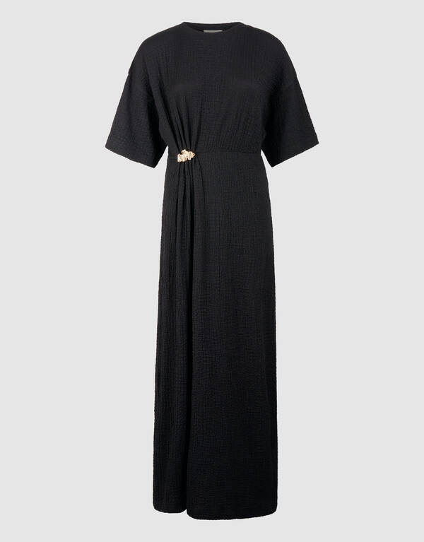 Organisches Crinkle Maxikleid Schwarz SHOEBY WOMEN