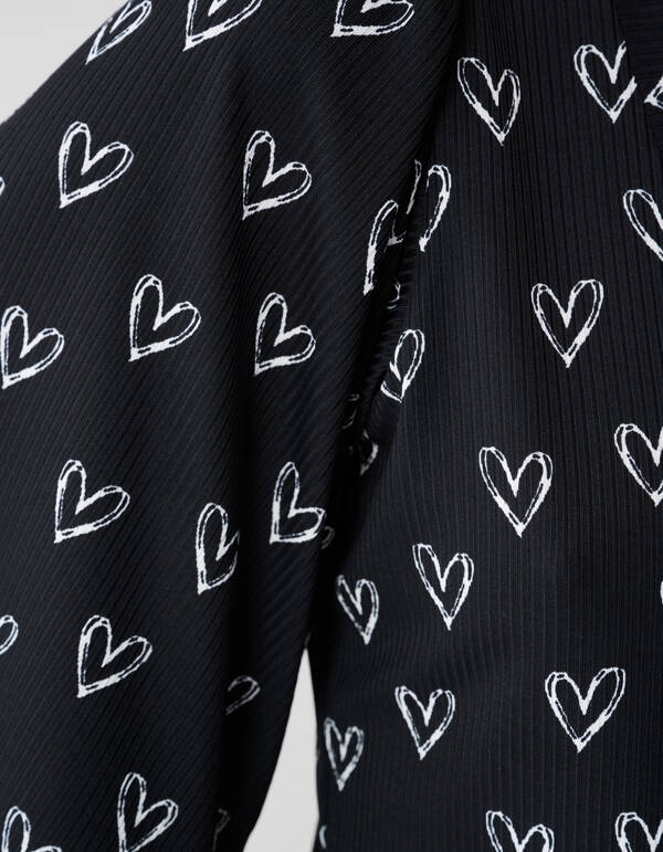 Bedrucktes Herz-Jersey-Top Schwarz SHOEBY WOMEN