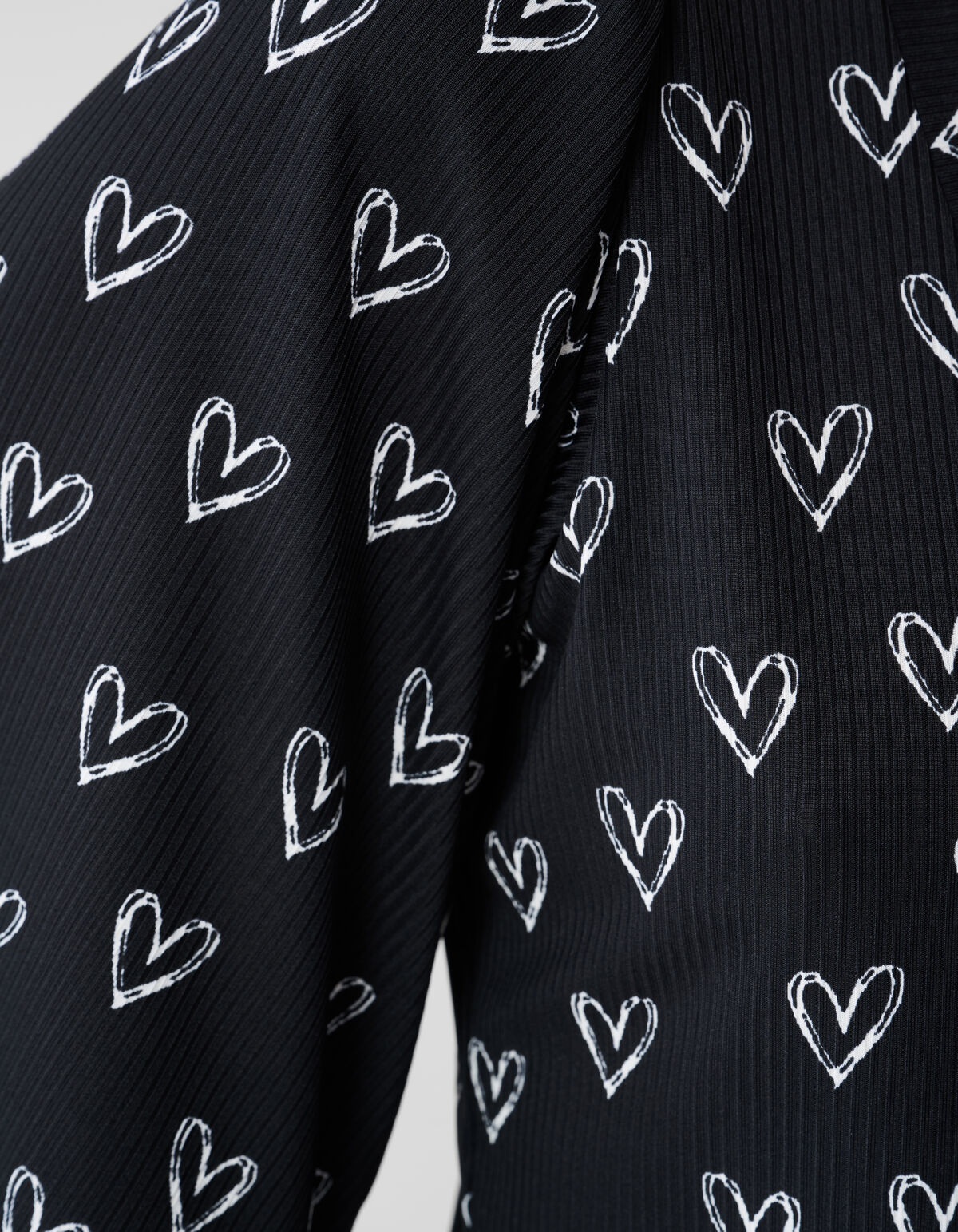 Bedrucktes Herz-Jersey-Top Schwarz SHOEBY WOMEN