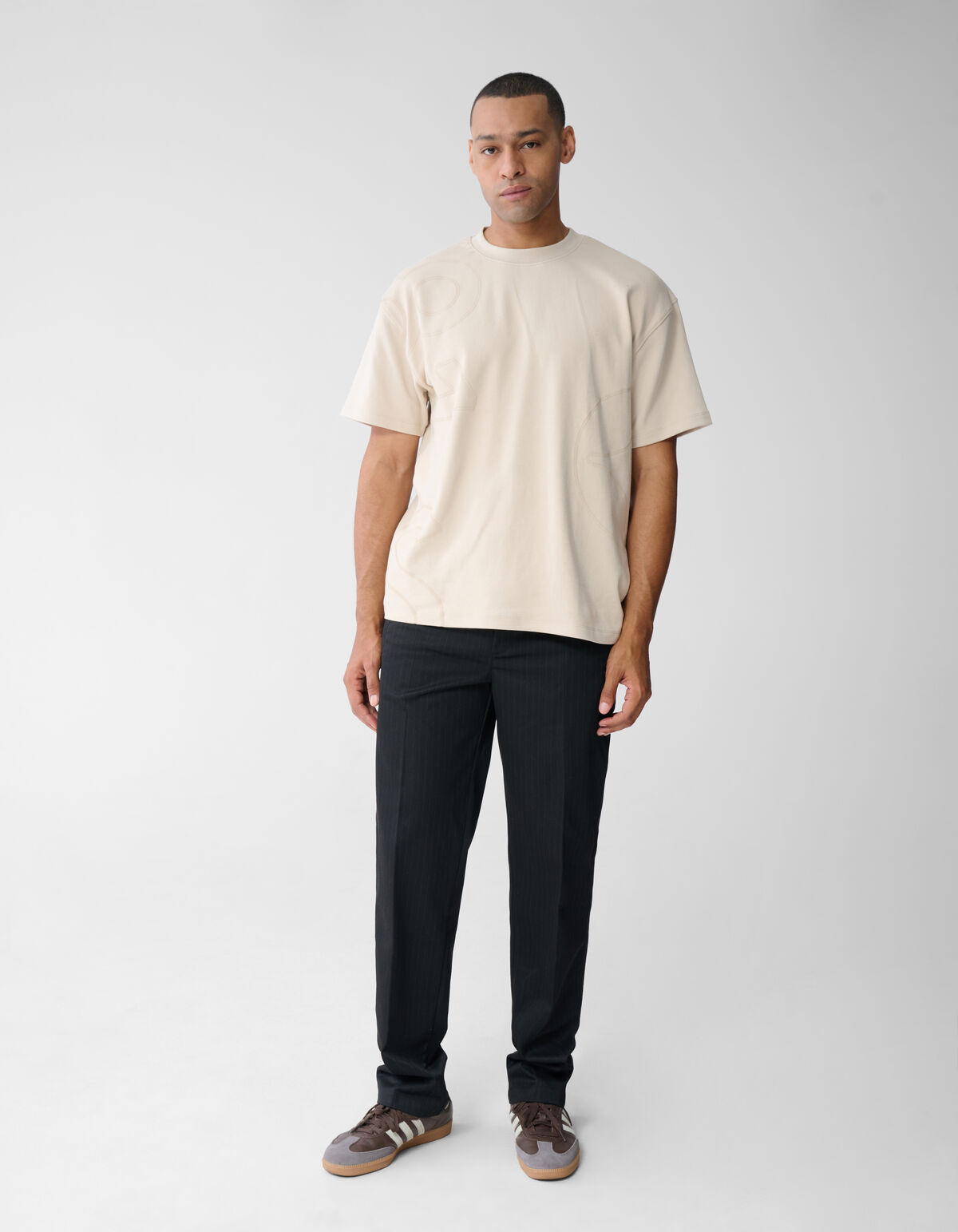 Spark Logo Print T-Shirt Beige SHOEBY MEN