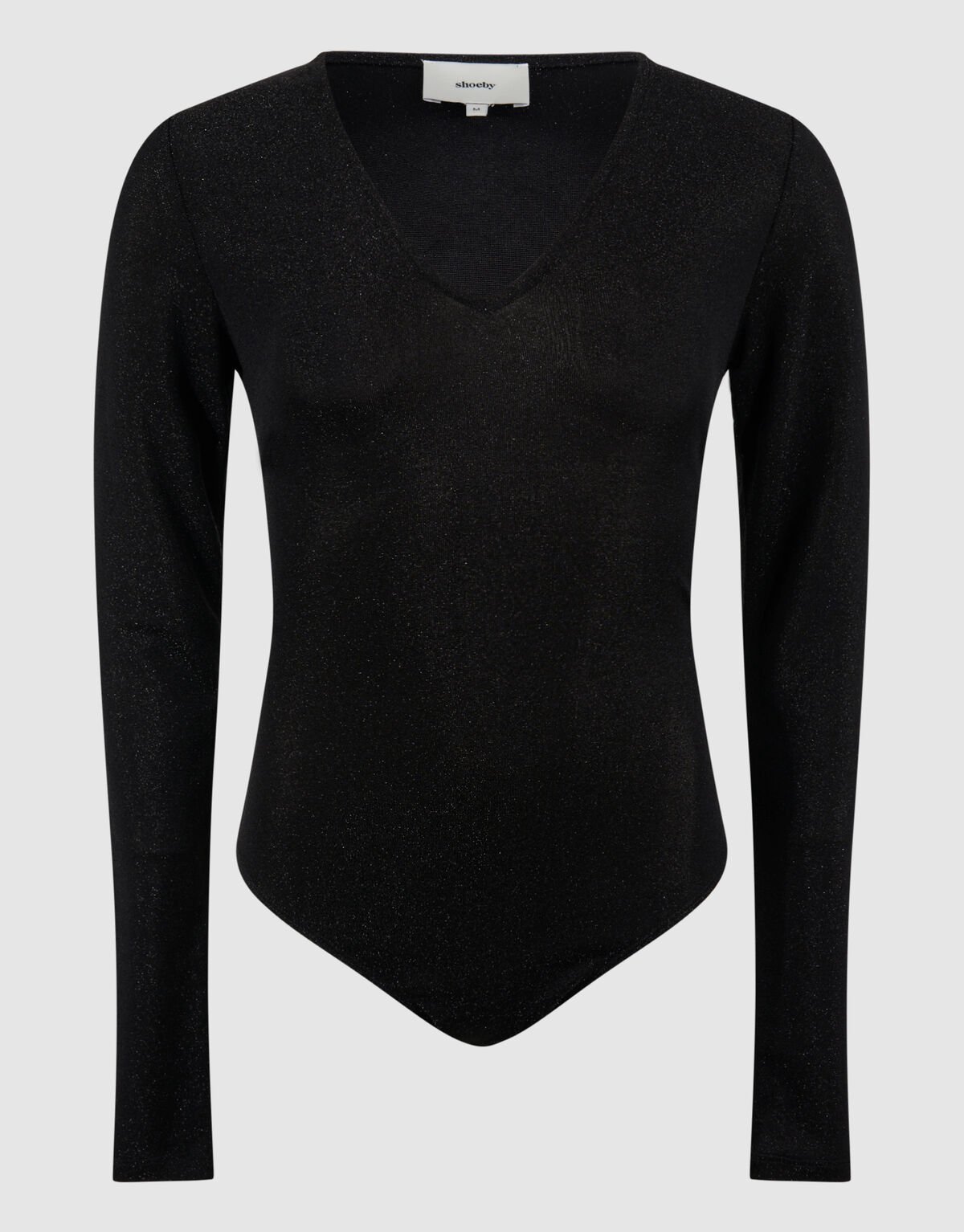 Glitzer-Body mit V-Ausschnitt, schwarz SHOEBY WOMEN