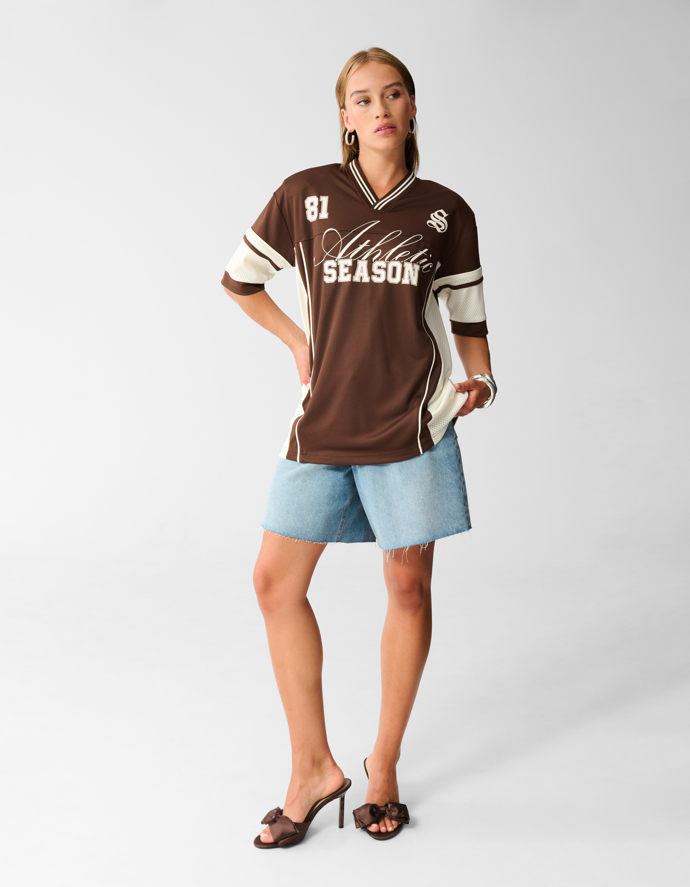 Übergroßes Baseball-T-Shirt Braun SHOEBY WOMEN