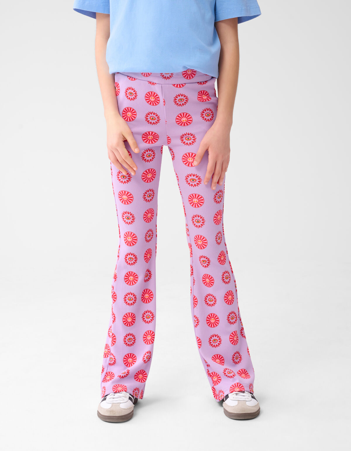 Bedruckte ausgestellte Rippenleggings Light Purple SHOEBY GIRLS