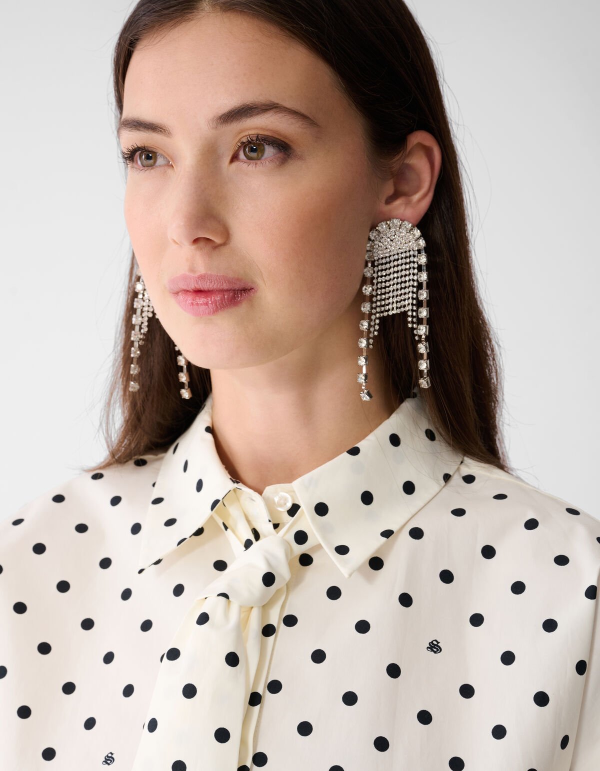 Polkadot-Krawatte Bluse Schwarz/Wei&szlig; SHOEBY WOMEN