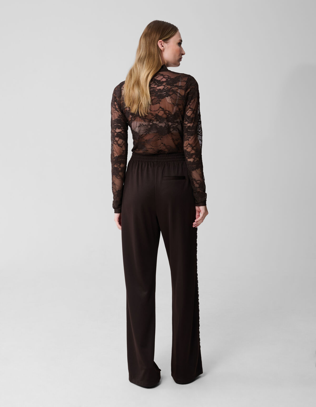 Asymmetrische Tape Weite Beinform Hose Dunkelbraun SHOEBY WOMEN