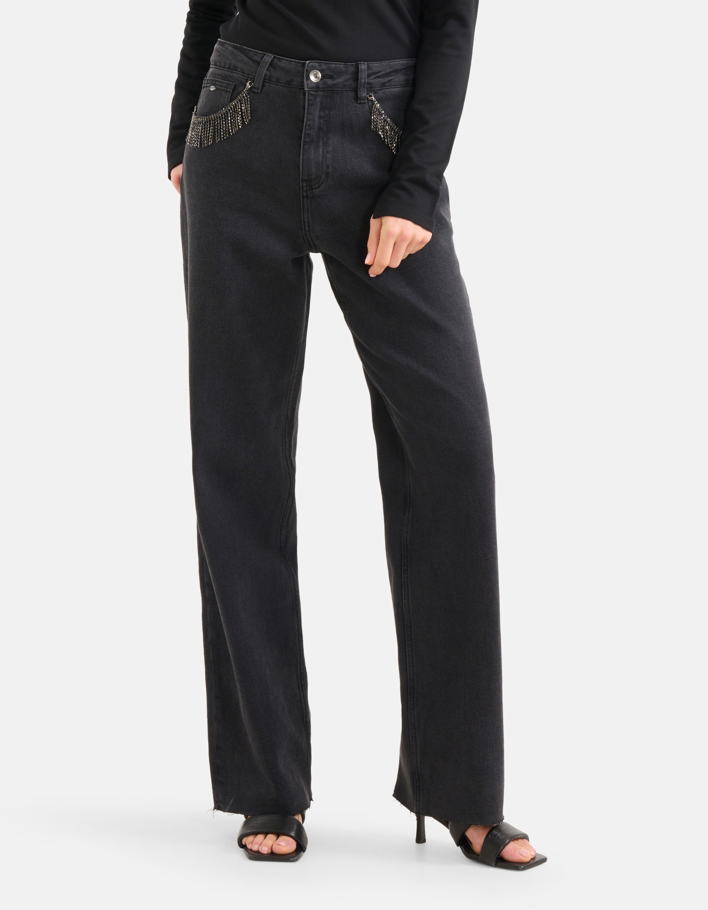 Strass Fransen Jeans Schwarz SHOEBY WOMEN