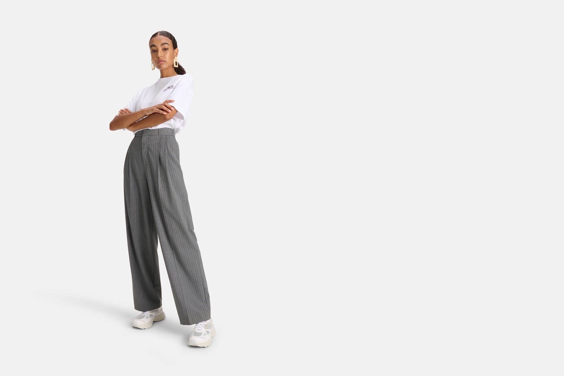 Loose Fit Nadelstreifenhose Anthrazit SHOEBY WOMEN
