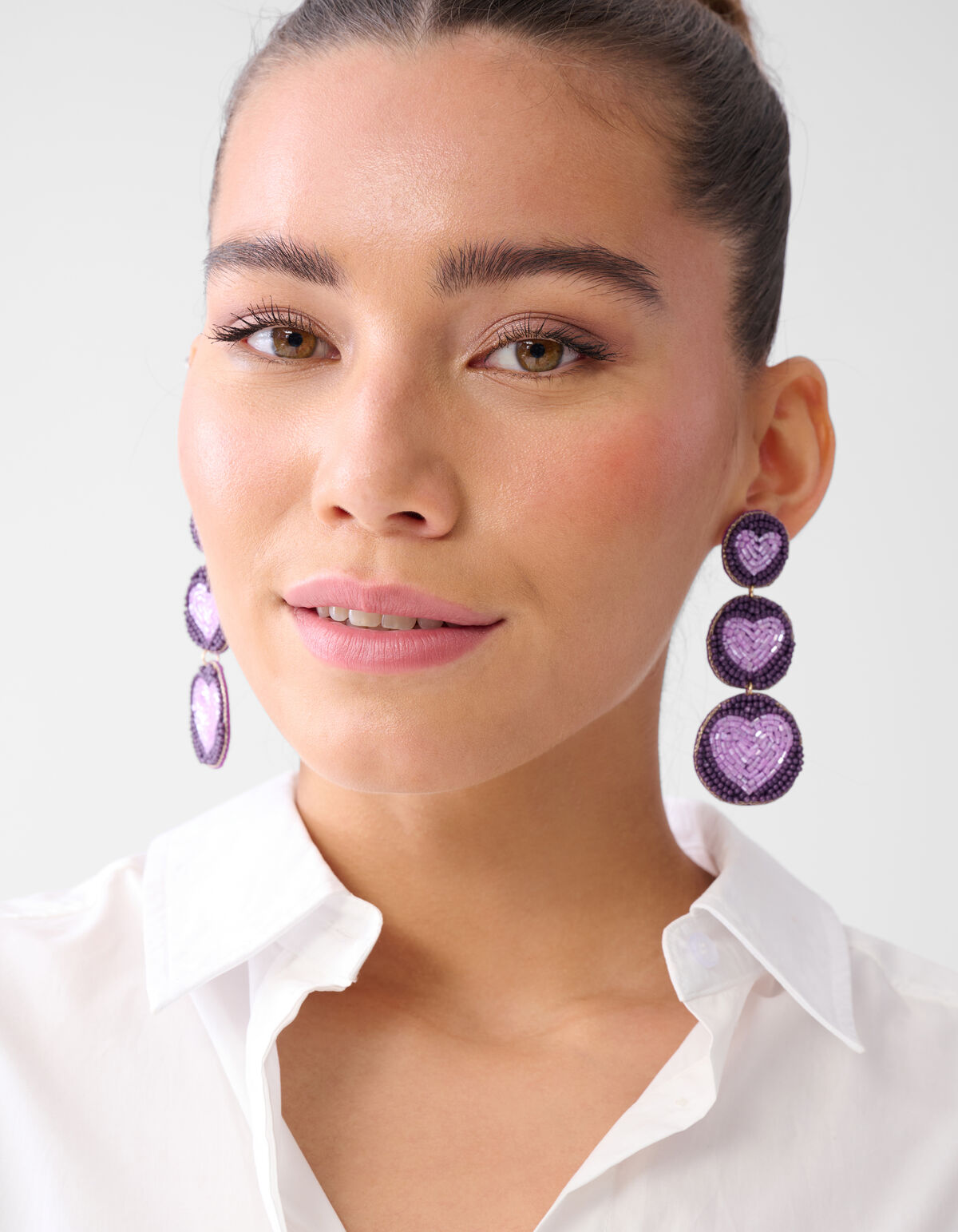 Dreifache Herz-Ohrringe Lila SHOEBY ACCESSOIRES