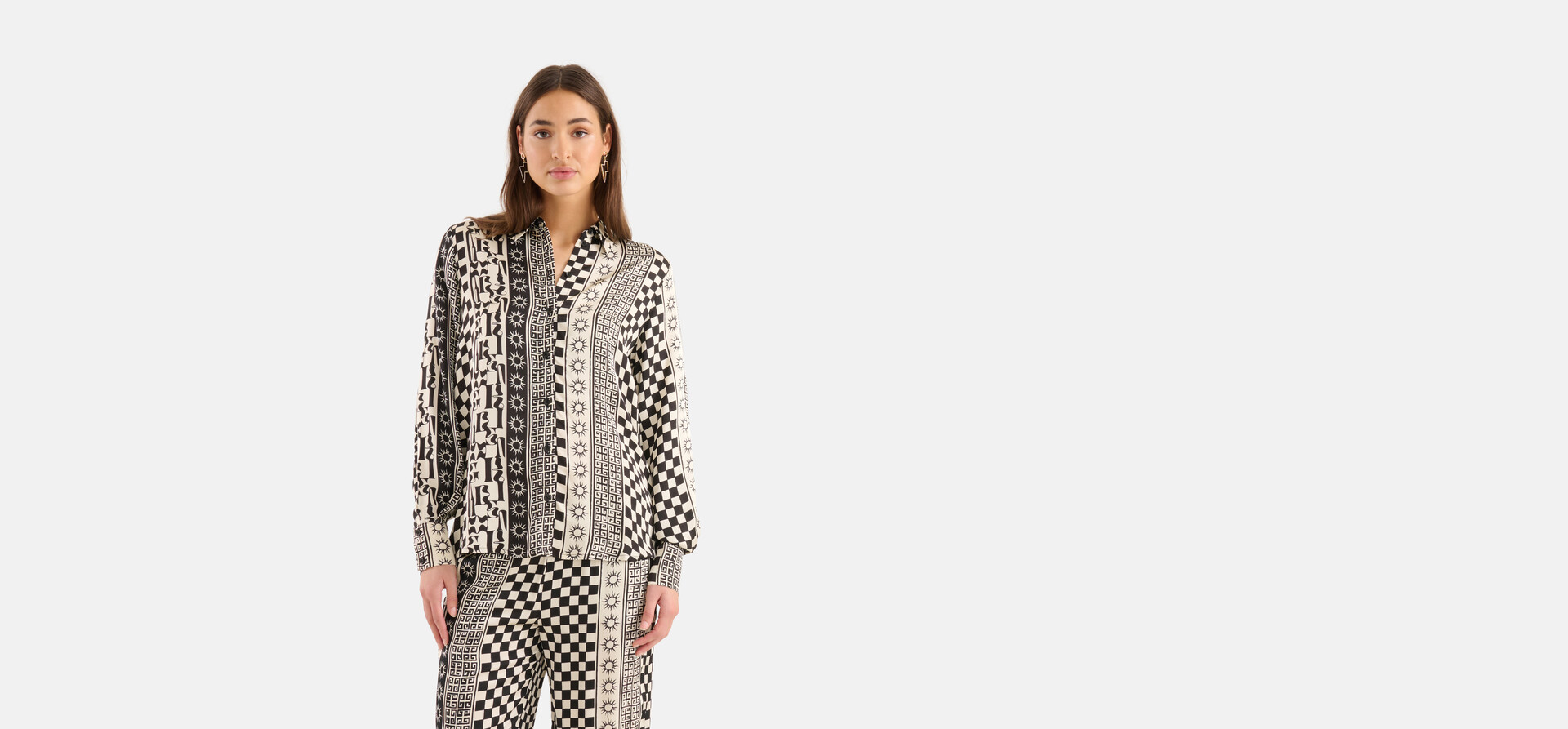 Bedruckte Bluse Schwarz/ Off-white SHOEBY WOMEN
