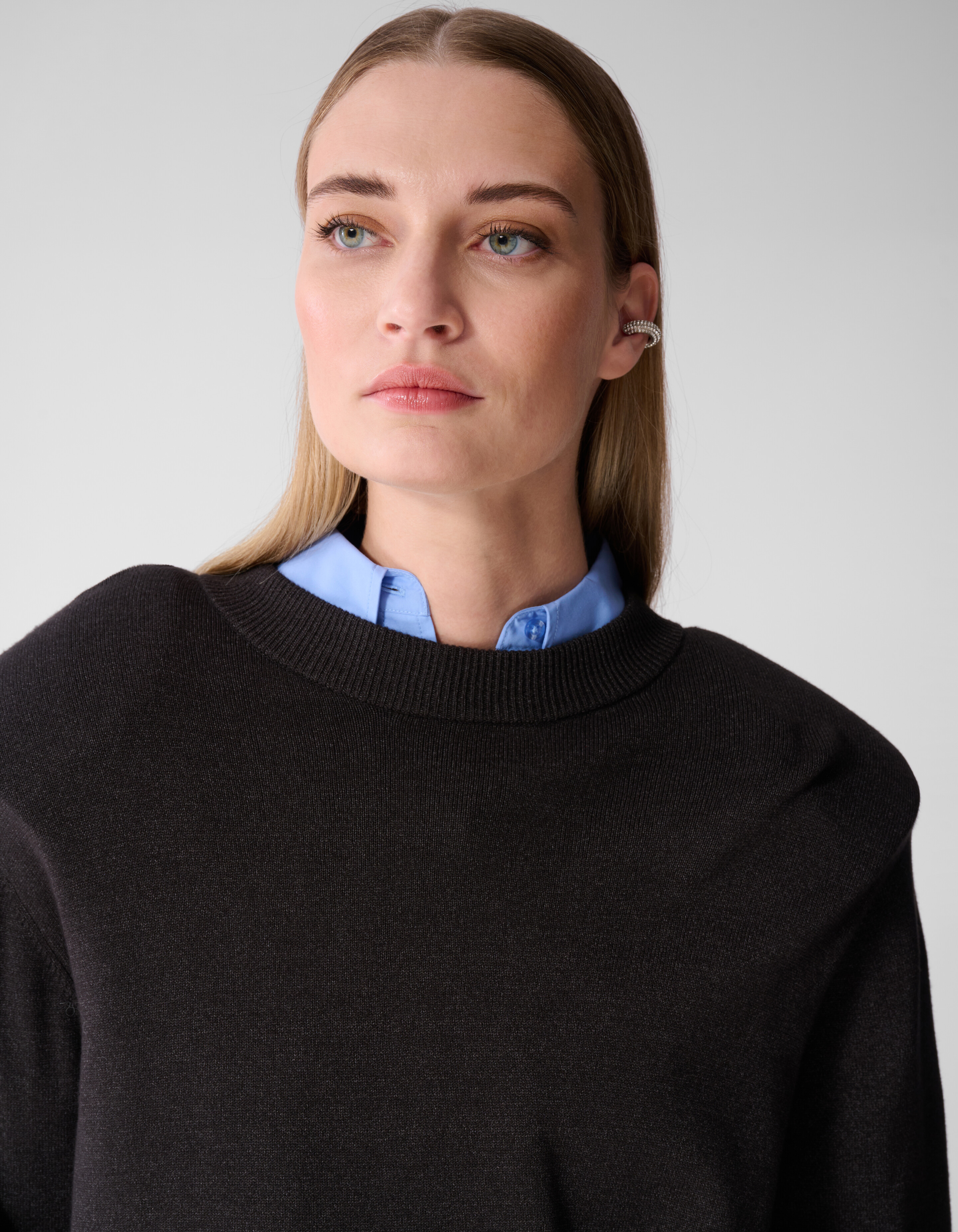 Shoulderpadded Strickpullover Dunkelgrau SHOEBY WOMEN