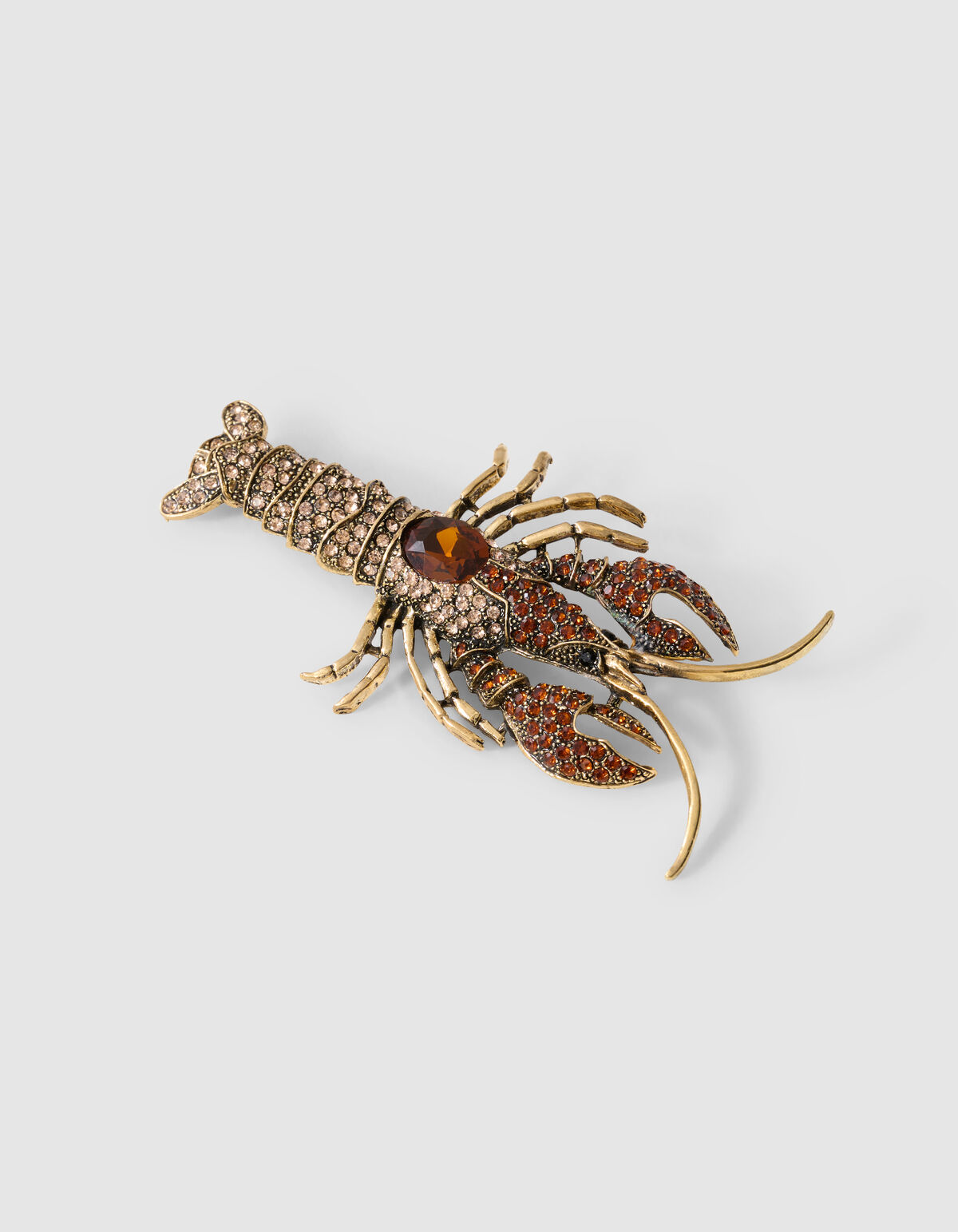 Lobster Strass Brosche Braun SHOEBY ACCESSOIRES