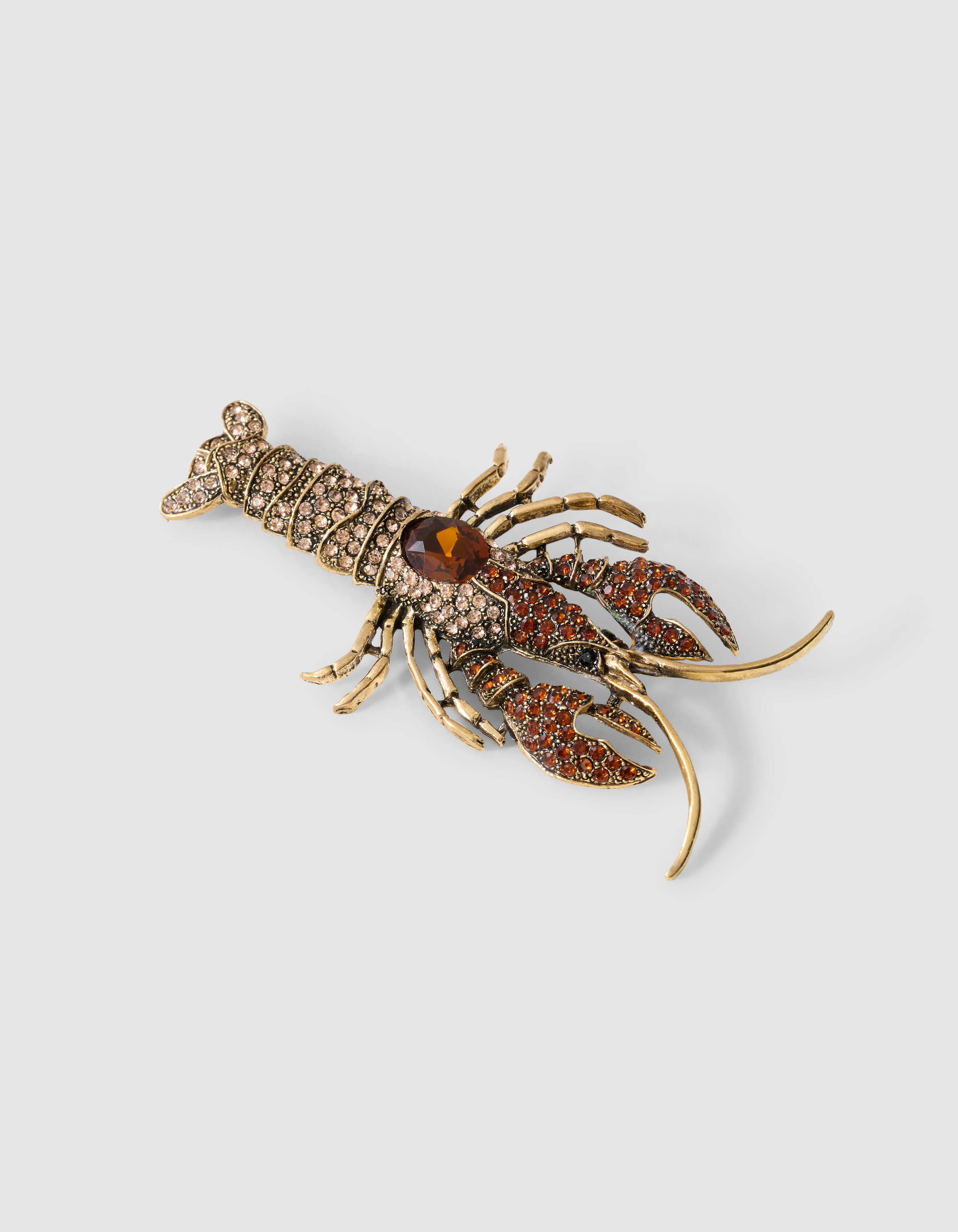 Lobster Strass Brosche Braun SHOEBY ACCESSOIRES