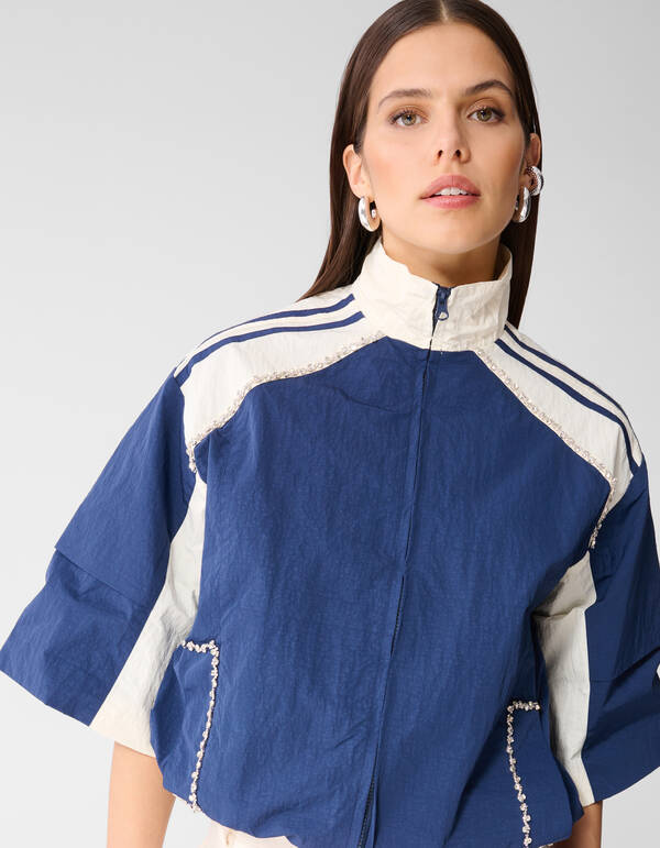 &Uuml;bergro&szlig;e sportliche Trainingsjacke Dunkelblau SHOEBY WOMEN