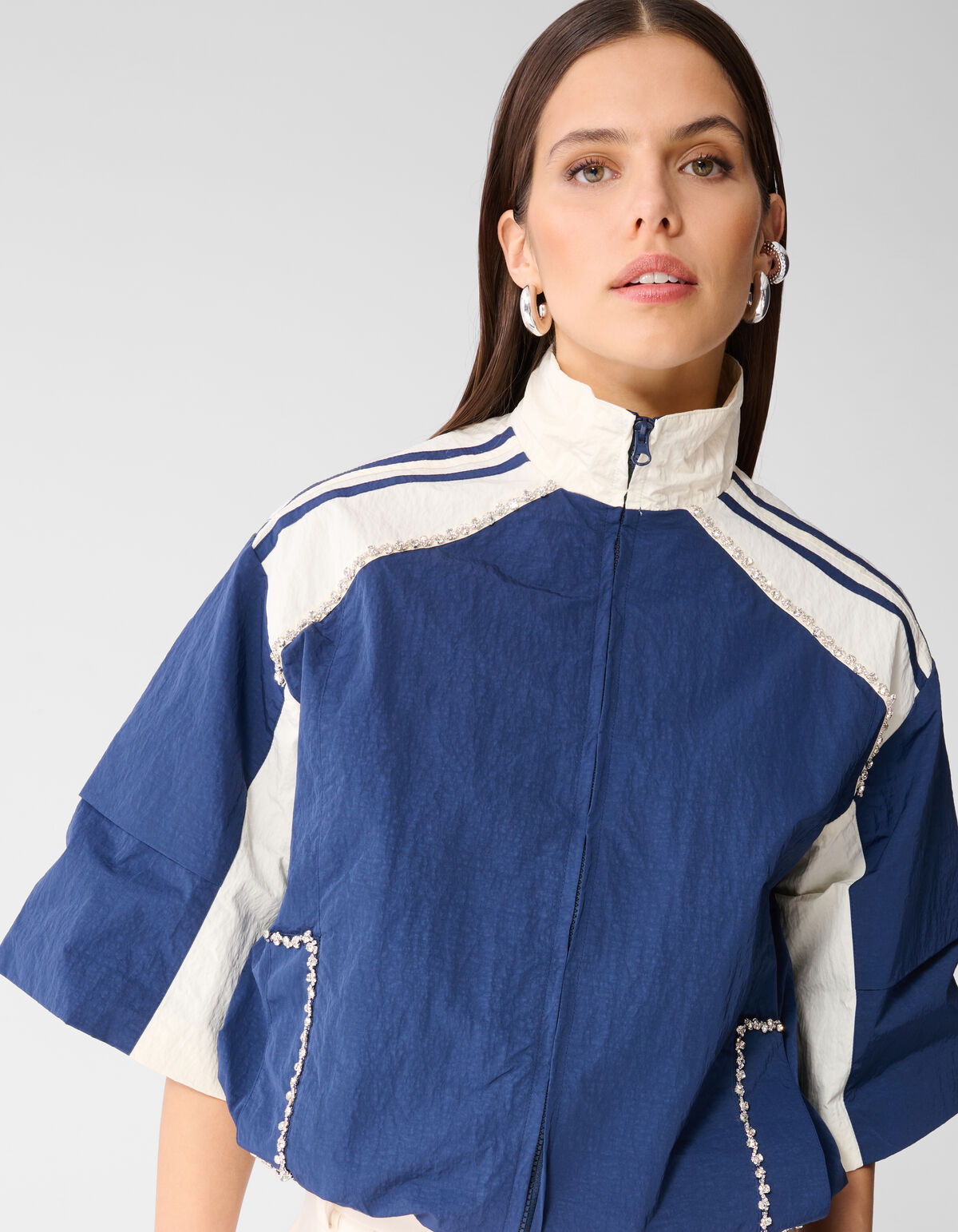 &Uuml;bergro&szlig;e sportliche Trainingsjacke Dunkelblau SHOEBY WOMEN