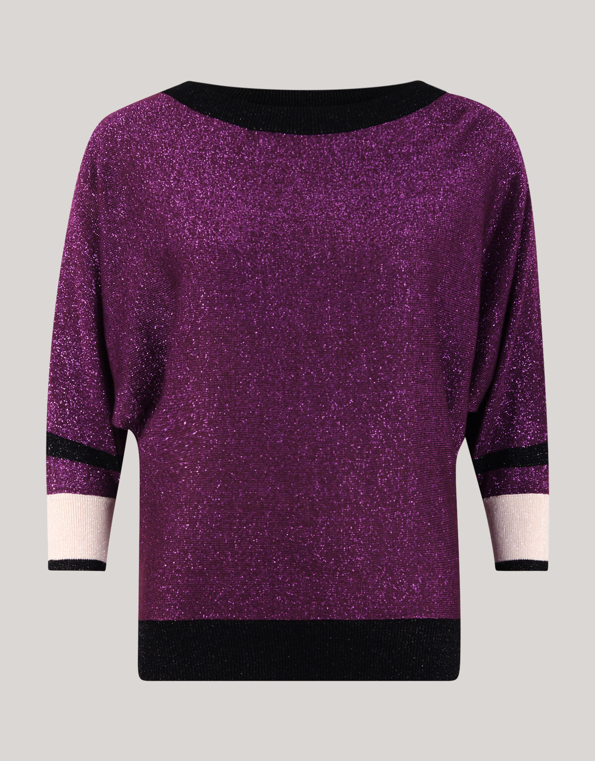 Colorblock Glitter Batwing Pullover Dunkelrot SHOEBY WOMEN