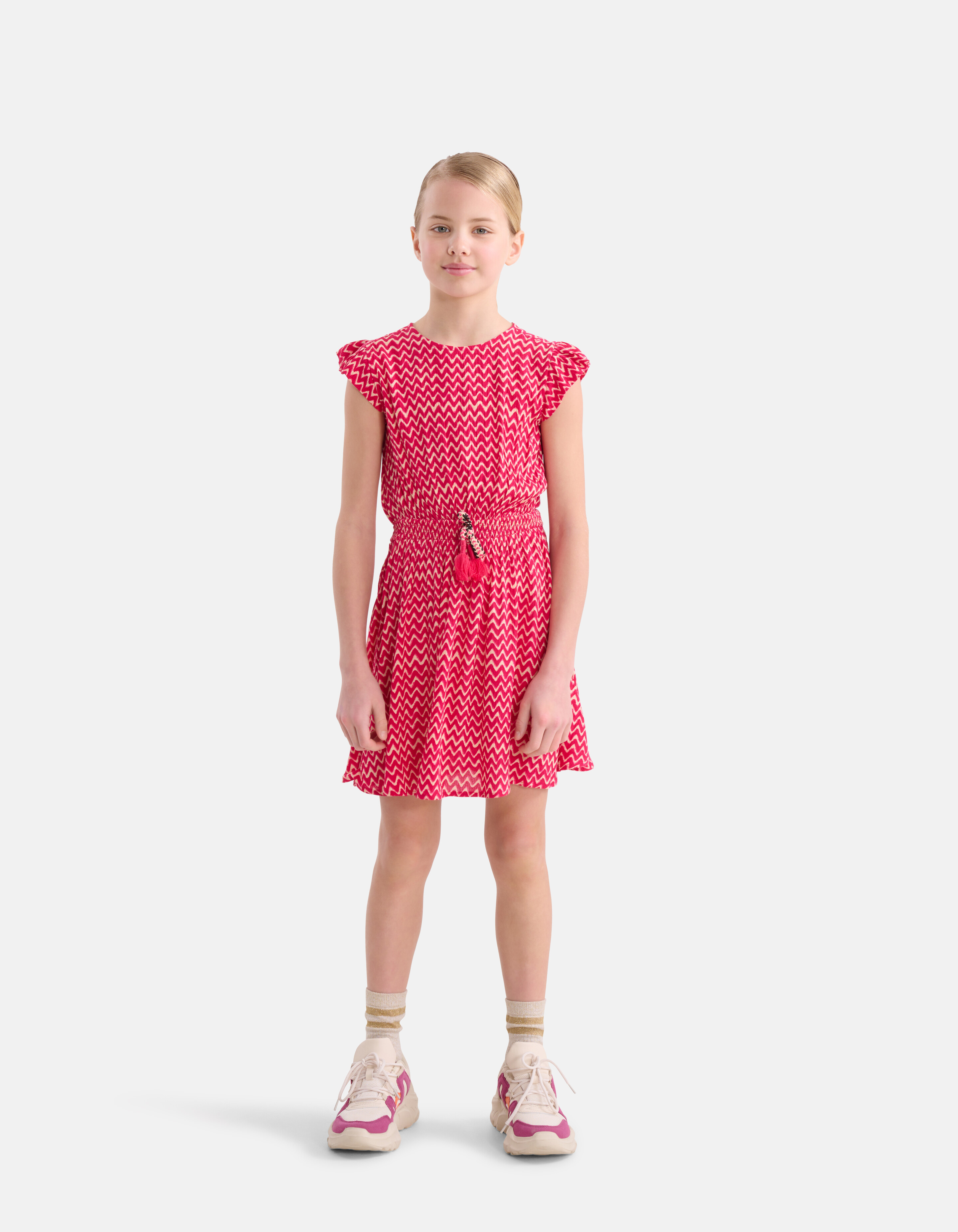 Printed Crinkle Jurk Roze SHOEBY GIRLS