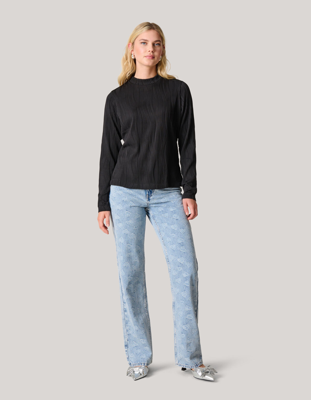 Swirl Crinkle Top Schwarz SHOEBY WOMEN