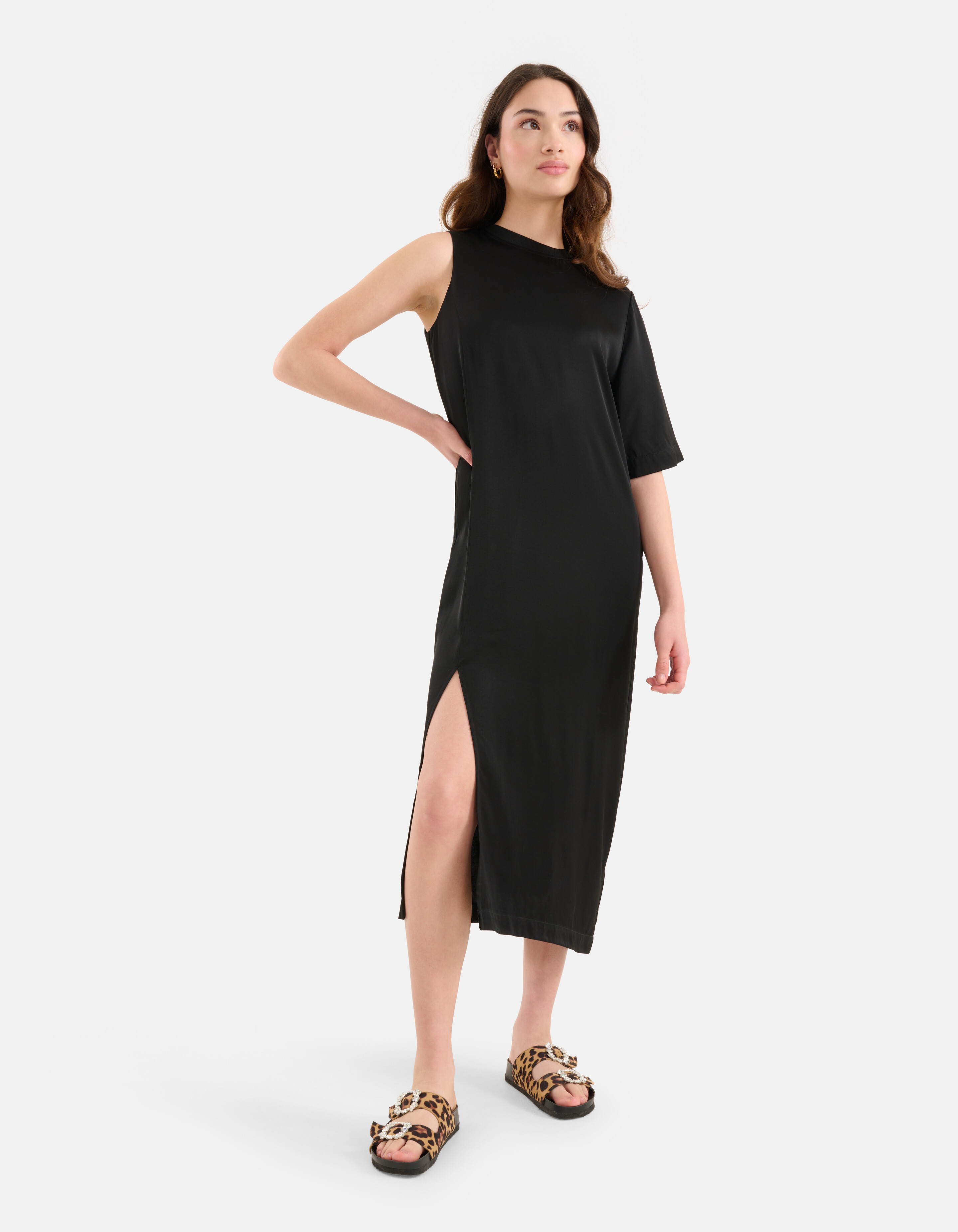 Satin T-Shirt Kleid Schwarz SHOEBY WOMEN