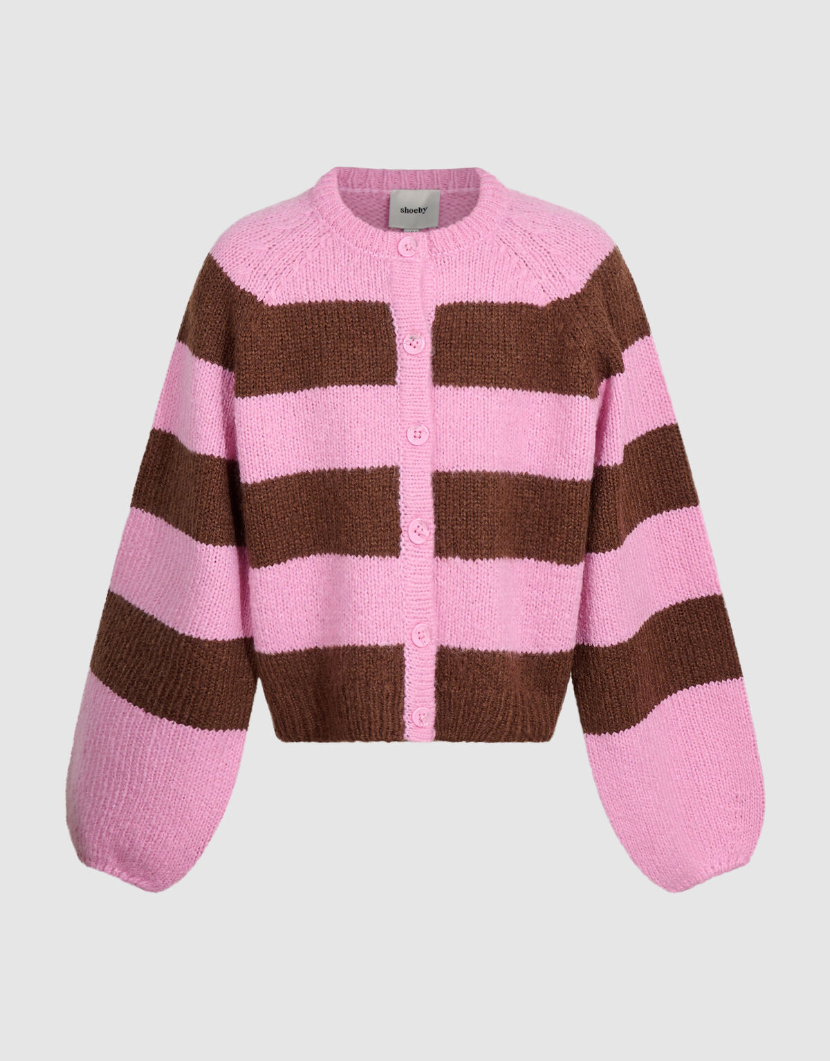 Oversized Gestreifte Cardigan Rosa/Braun SHOEBY GIRLS