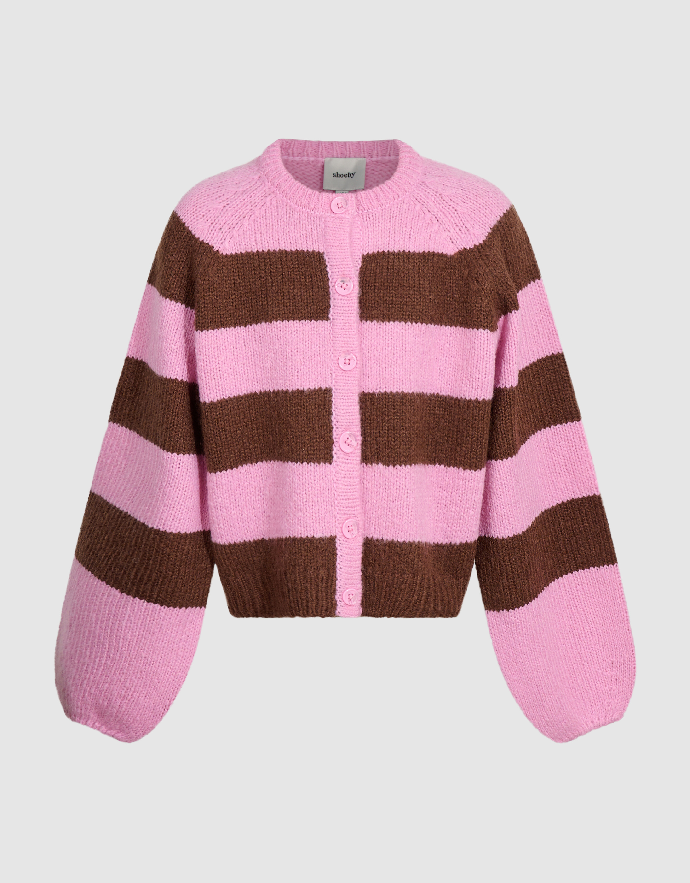 Oversized Gestreifte Cardigan Rosa/Braun SHOEBY GIRLS