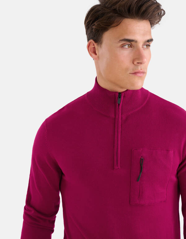 Rollkragenpullover mit Rei&szlig;verschluss Bordeaux SHOEBY MEN