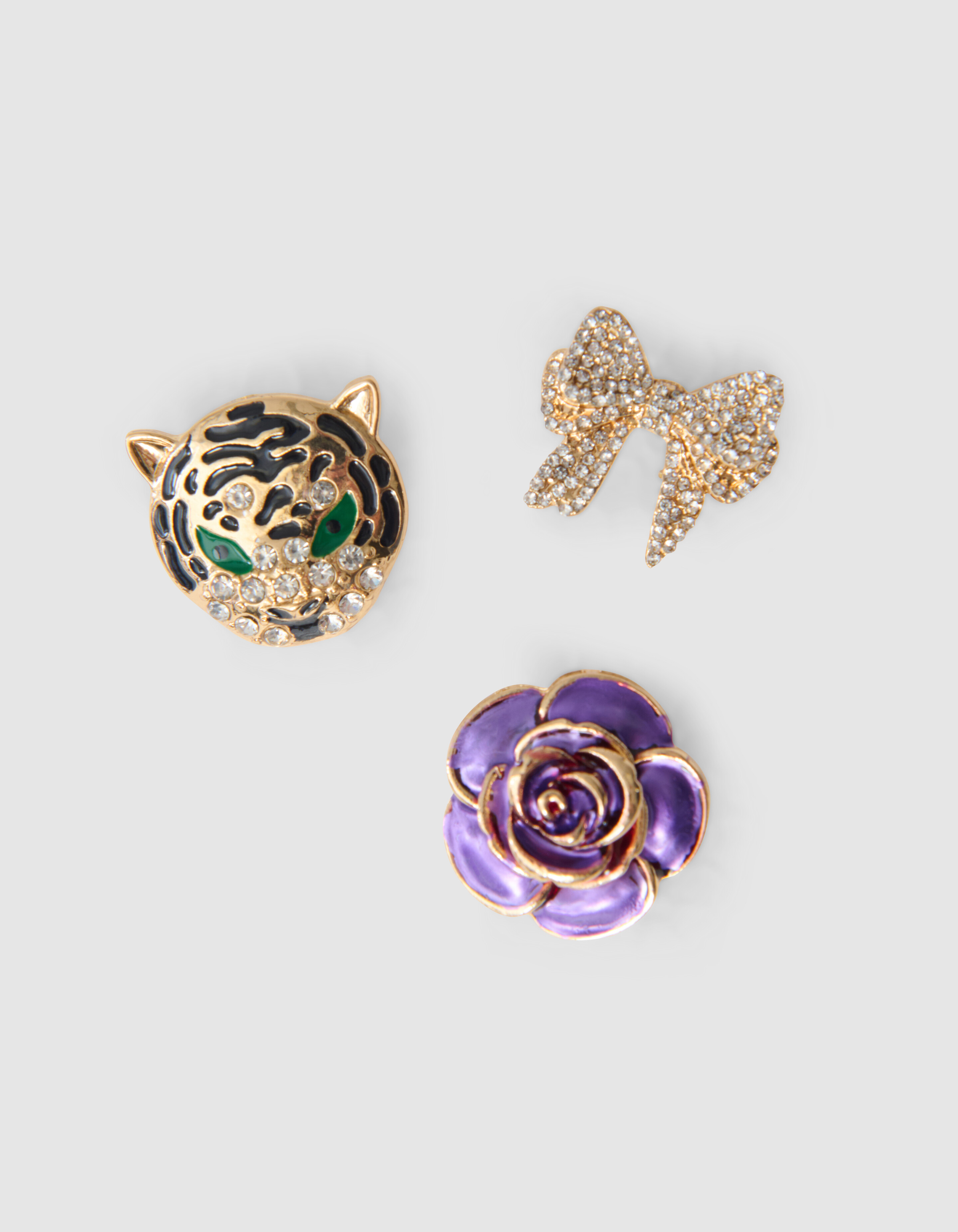 Tiger-Broschen-Set Lila SHOEBY ACCESSOIRES
